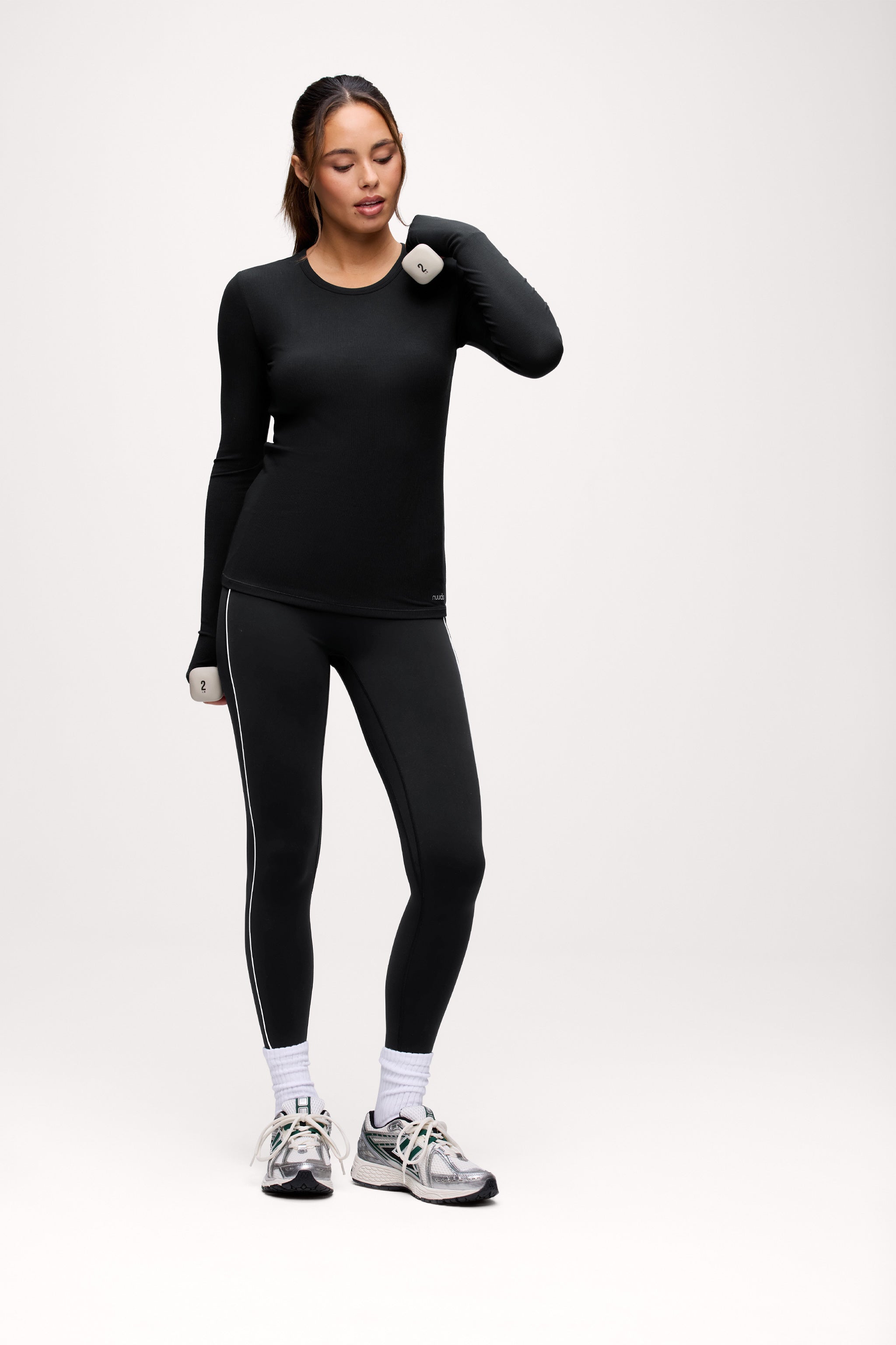 Sporty Rib Bra Long Sleeve | Black