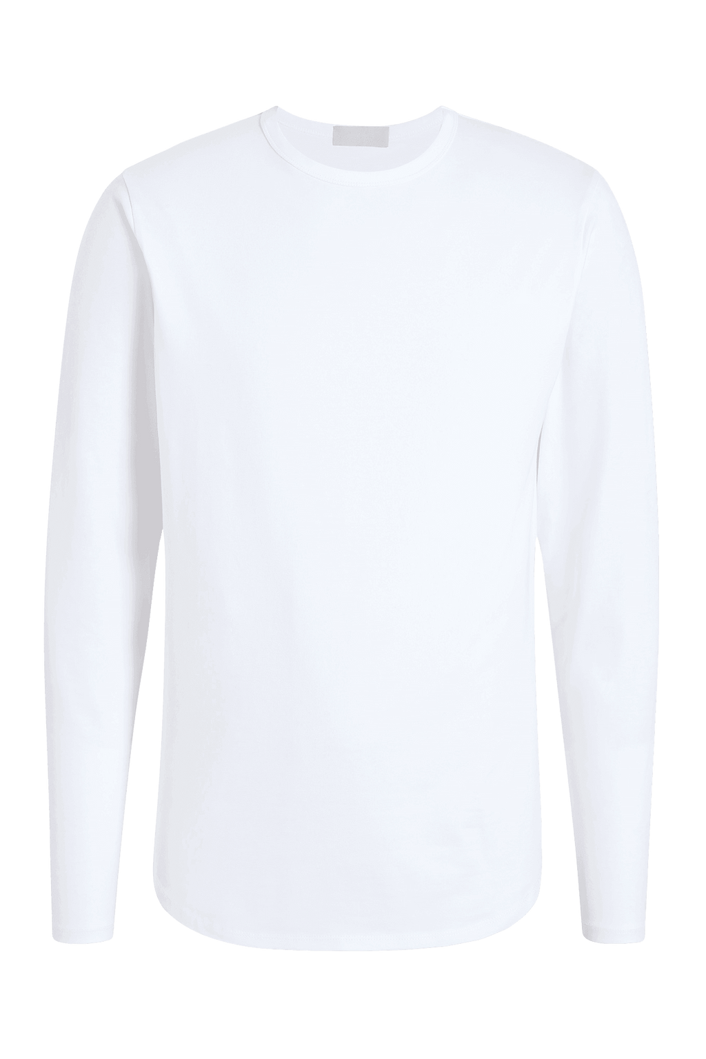 Men's Long Sleeve Curved Hem T-Shirt | White