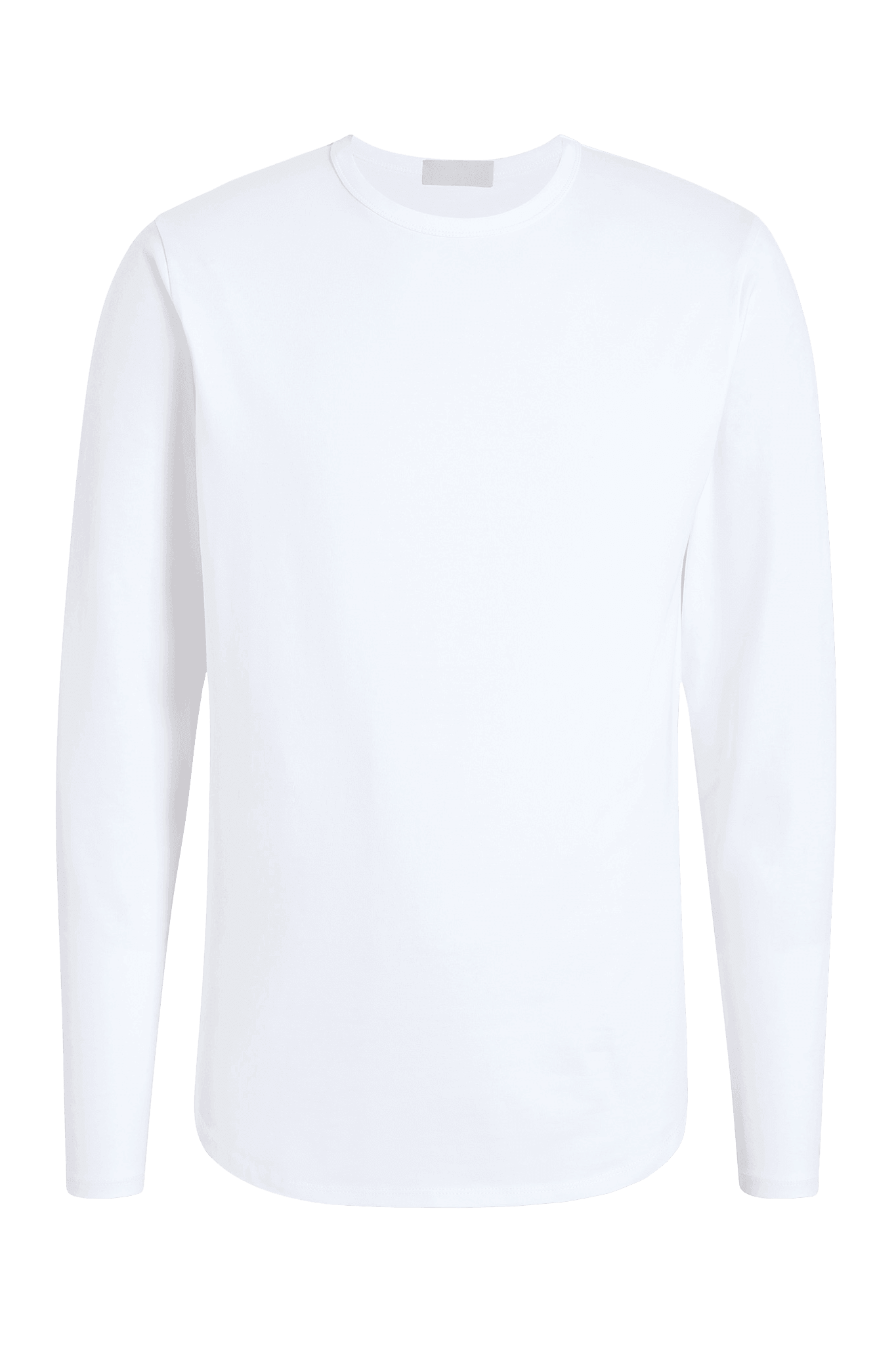 Men's Long Sleeve Curved Hem T-Shirt | White