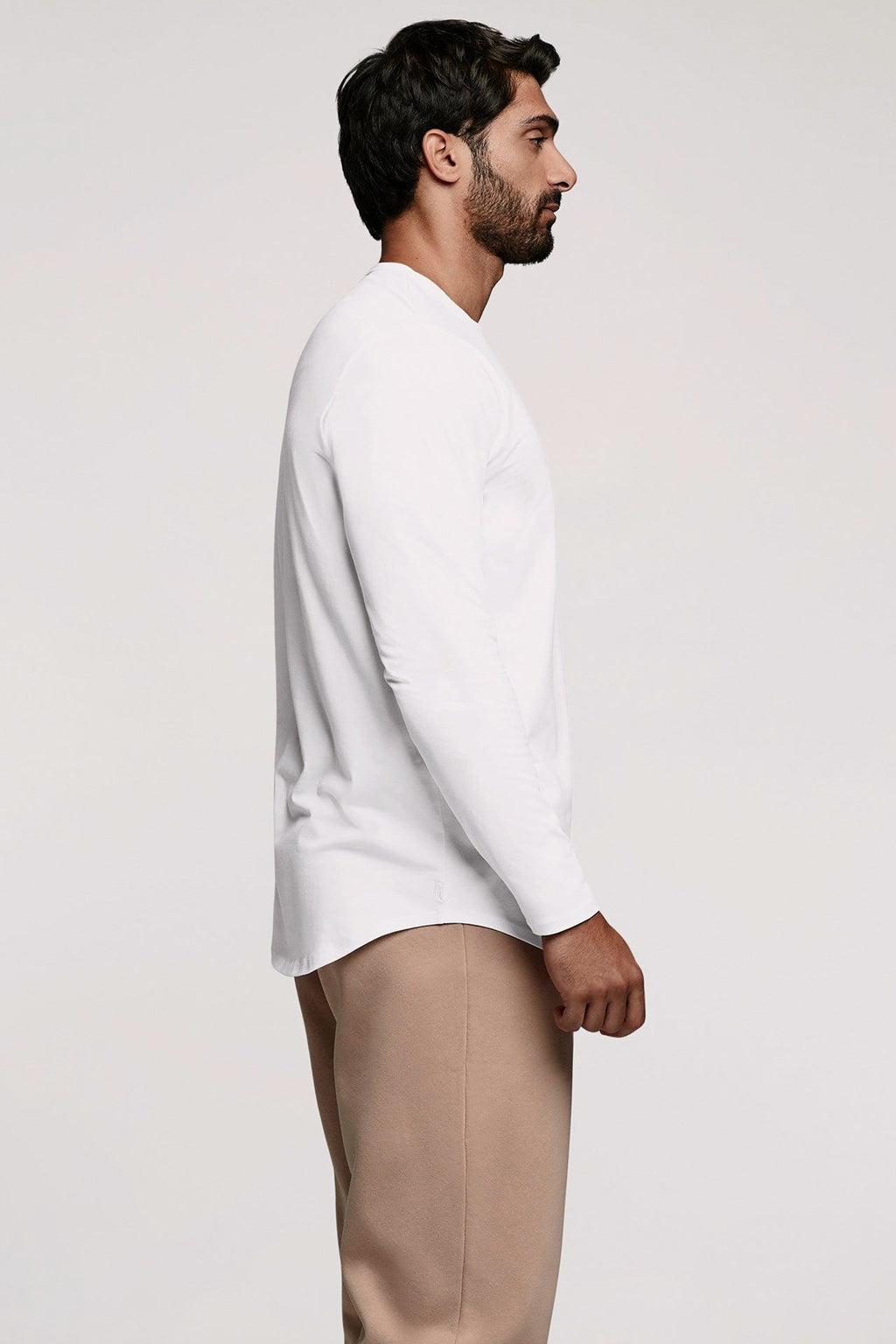 Men's Long Sleeve Curved Hem T-Shirt | White
