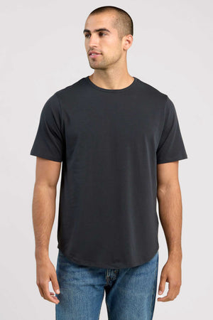 Tシャツ・カットソー Dunst CURVED HEM SLIMFIT TOP BLACK_UDTS5B225BK Short Sleeve Curved Hem T-Shirt | Black – nuuds