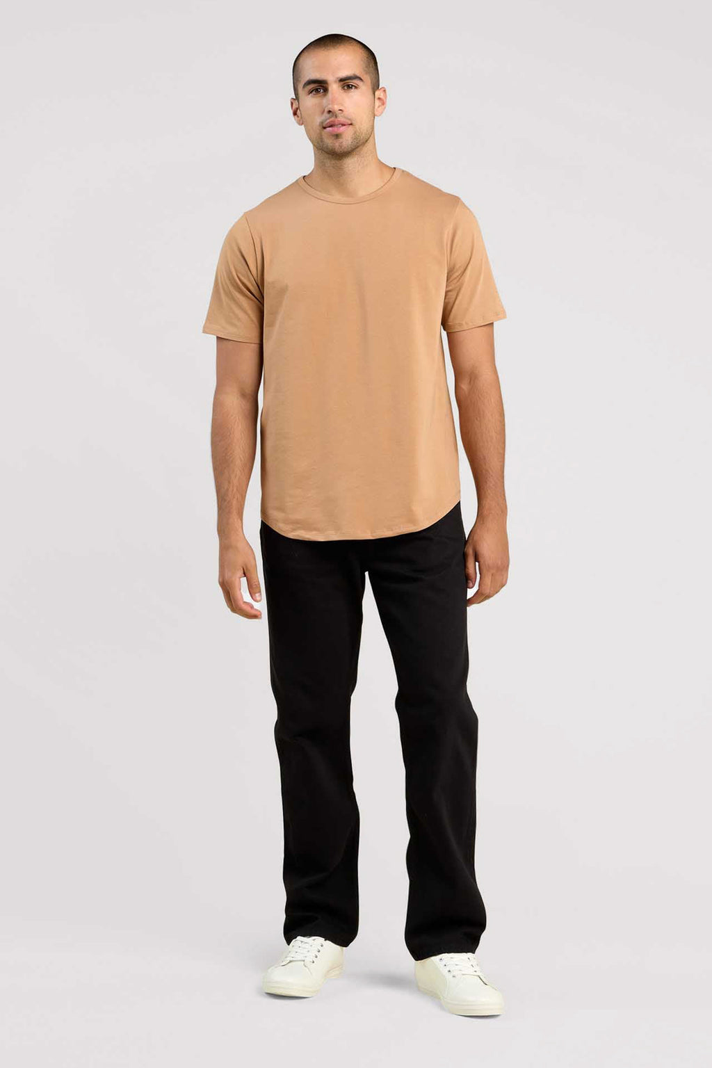 Short Sleeve Curved Hem T-Shirt | Cinnamon