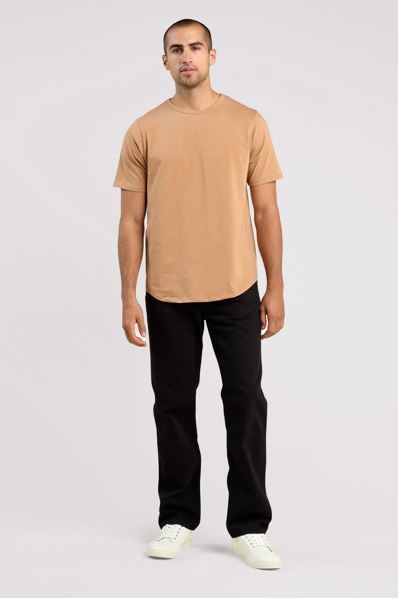 Short Sleeve Curved Hem T-Shirt | Cinnamon