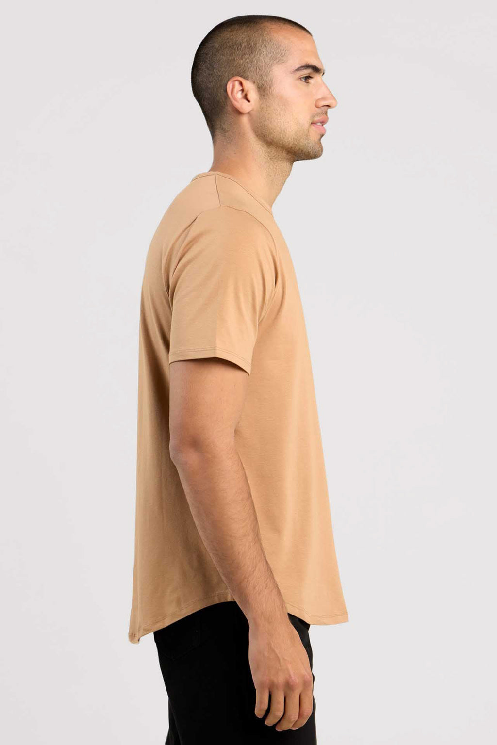 Short Sleeve Curved Hem T-Shirt | Cinnamon