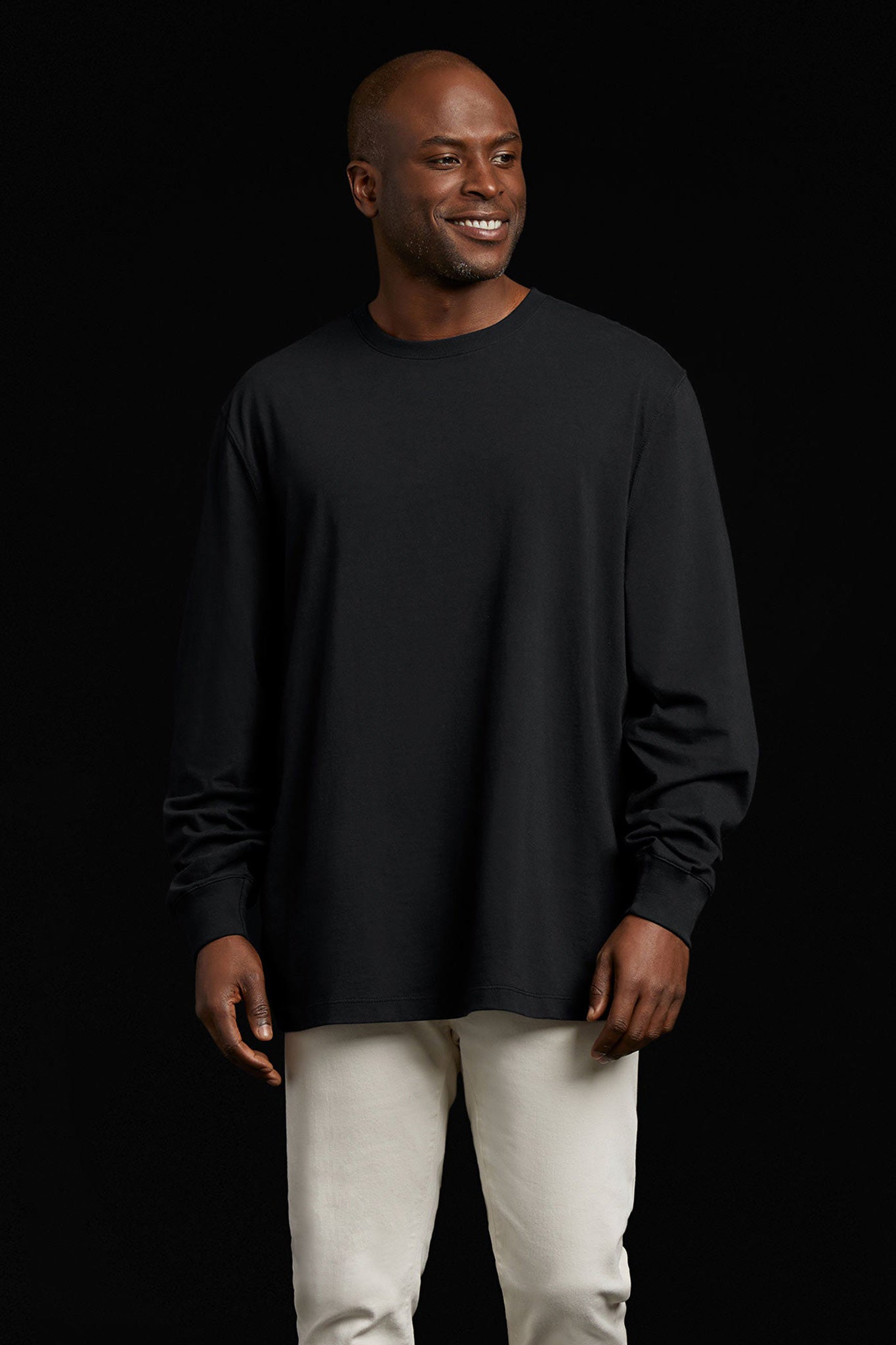 Long Sleeve Boxy Tee | Black – nuuds