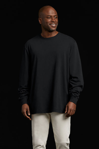 Long Sleeve Boxy Tee | Black – nuuds