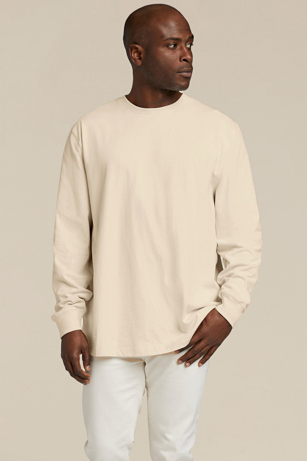 Long Sleeve Boxy Tee | Bone