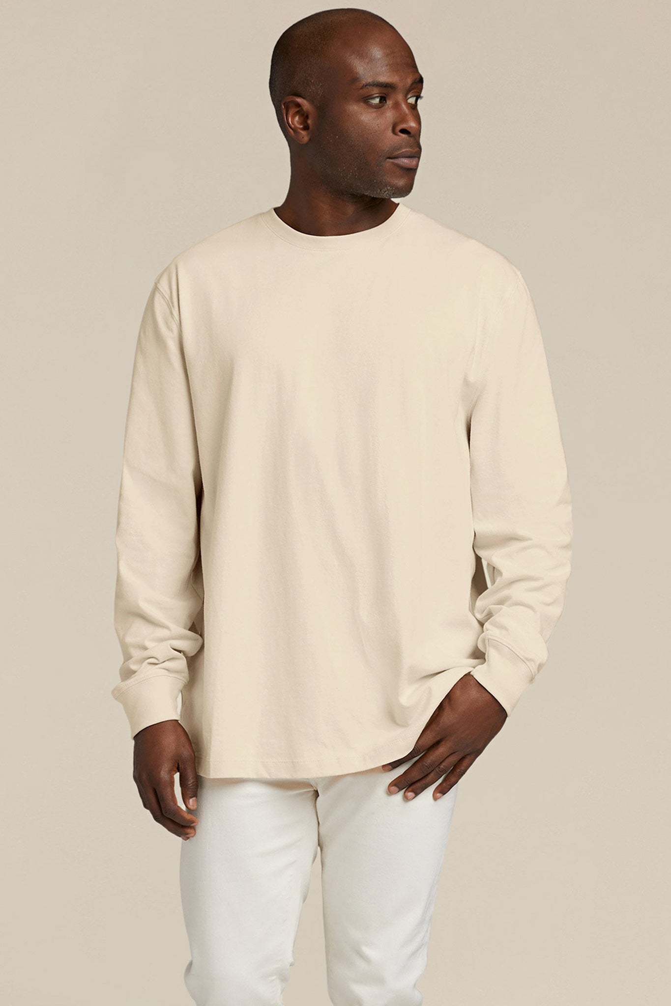 Long Sleeve Boxy Tee | Bone