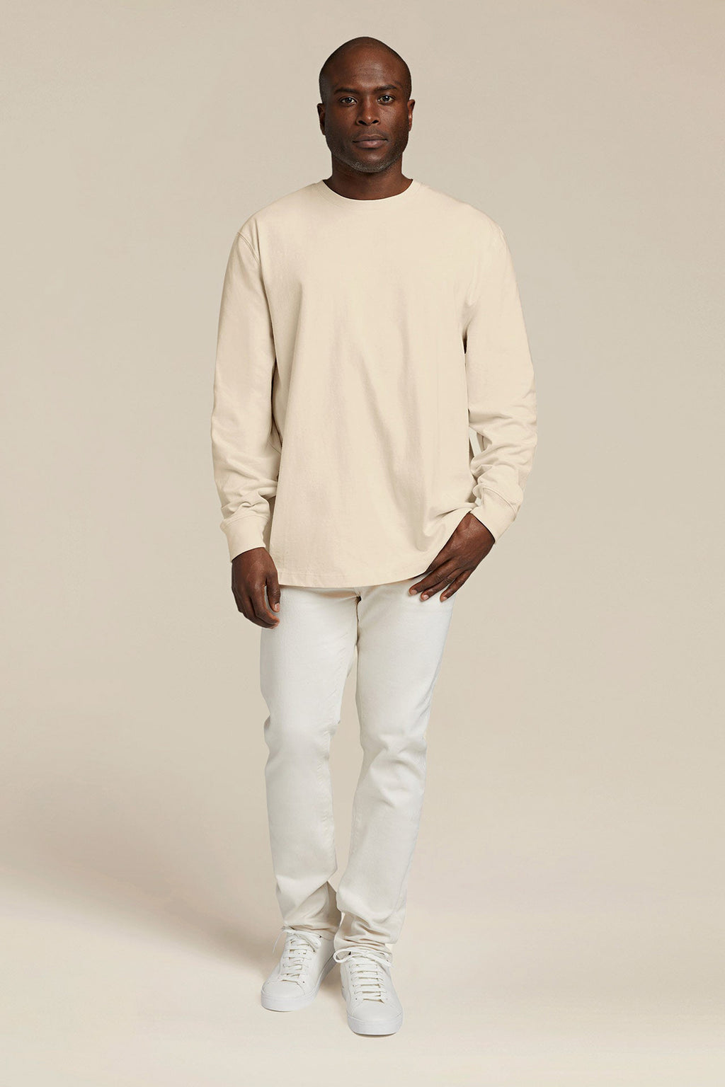 Long Sleeve Boxy Tee | Bone