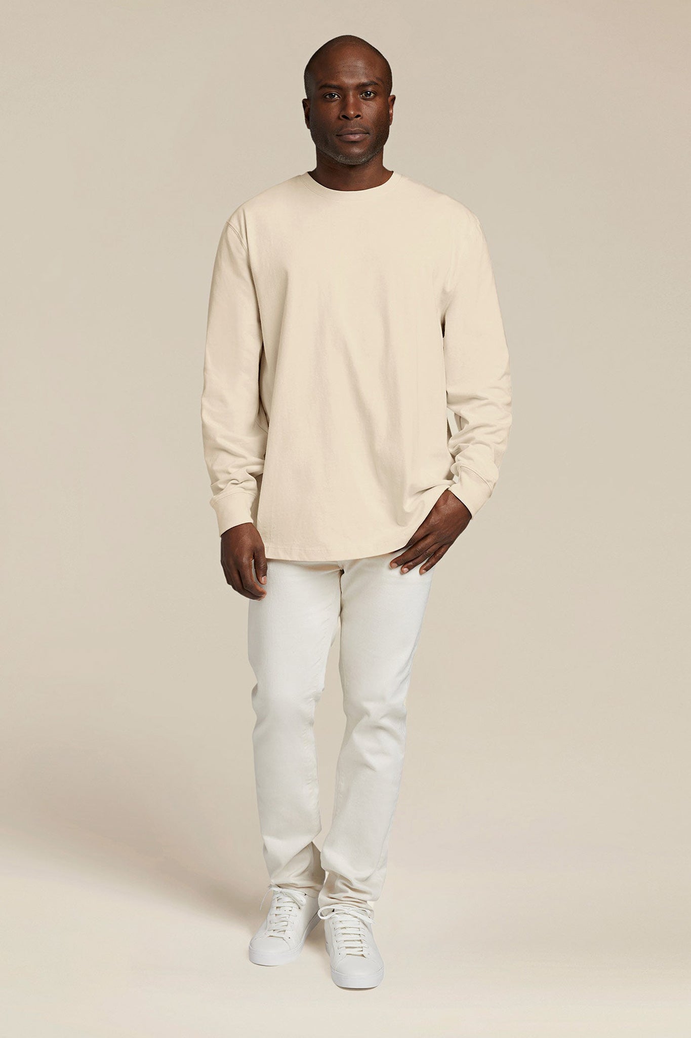 Long Sleeve Boxy Tee | Bone