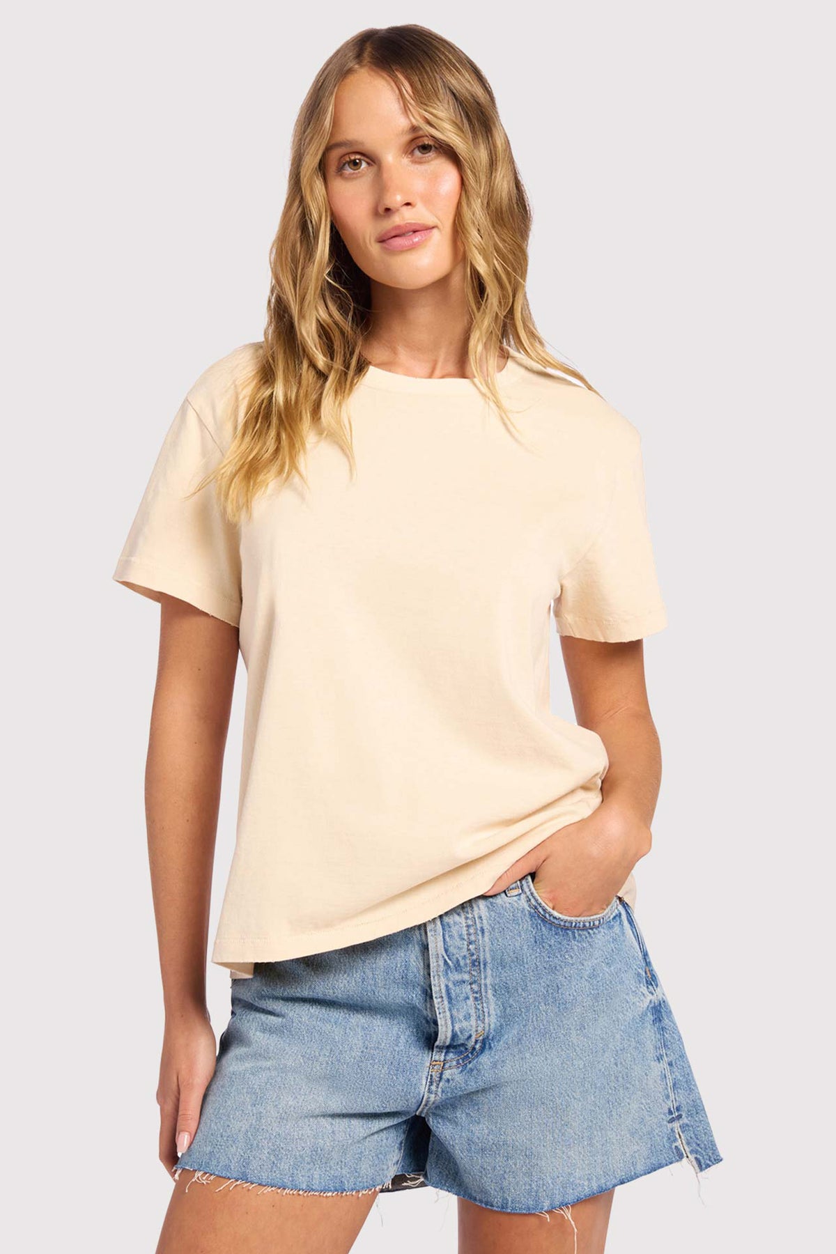 Color:Bone | Vintage Cotton Everyday T-Shirt