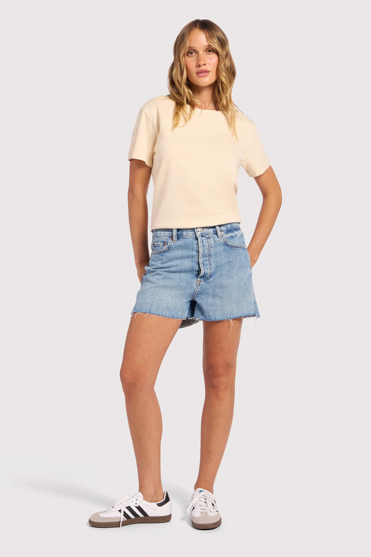 Color:Bone | Vintage Cotton Everyday T-Shirt