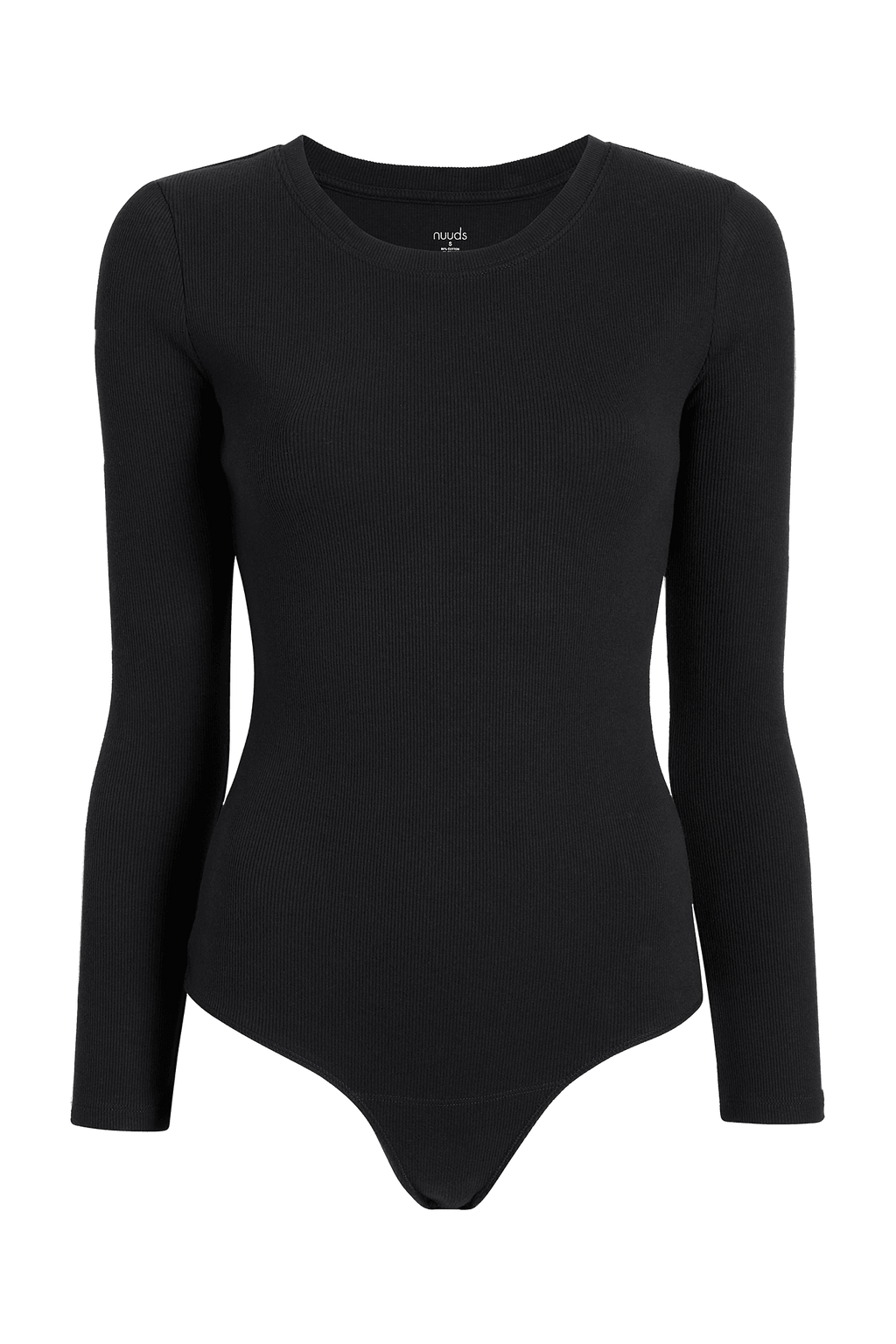 Women's Long Sleeve Ribbed Crewneck Bodysuit | Black