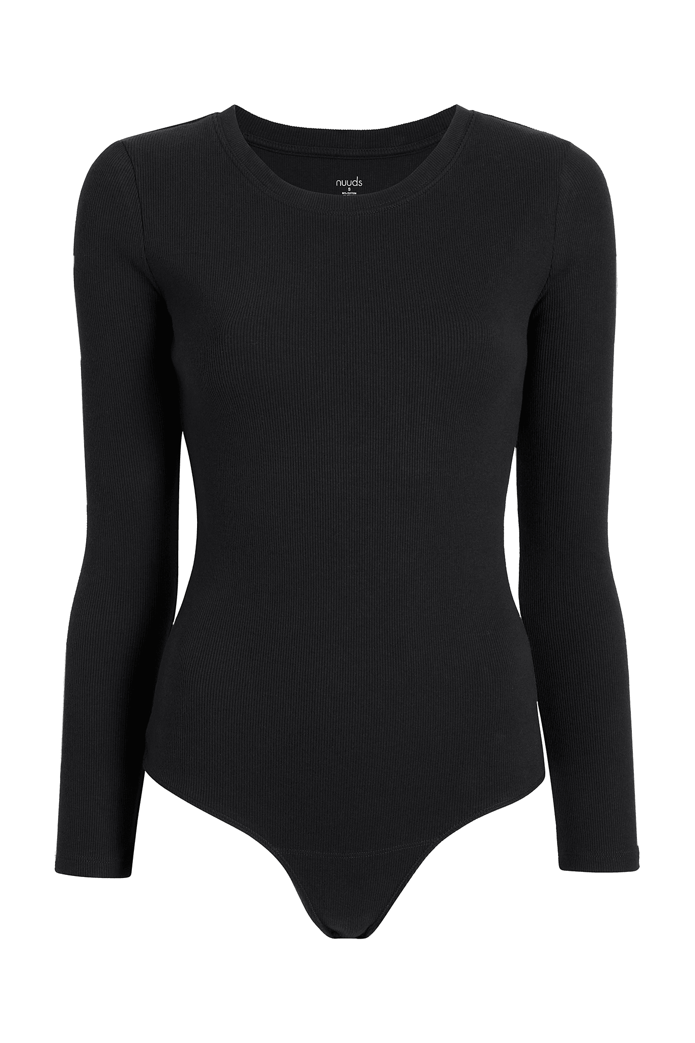 Women's Long Sleeve Ribbed Crewneck Bodysuit | Black