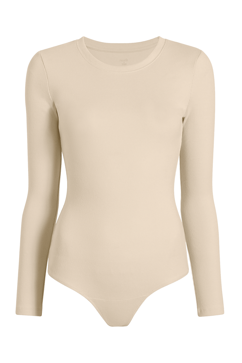 Women's Long Sleeve Ribbed Crewneck Bodysuit | Bone