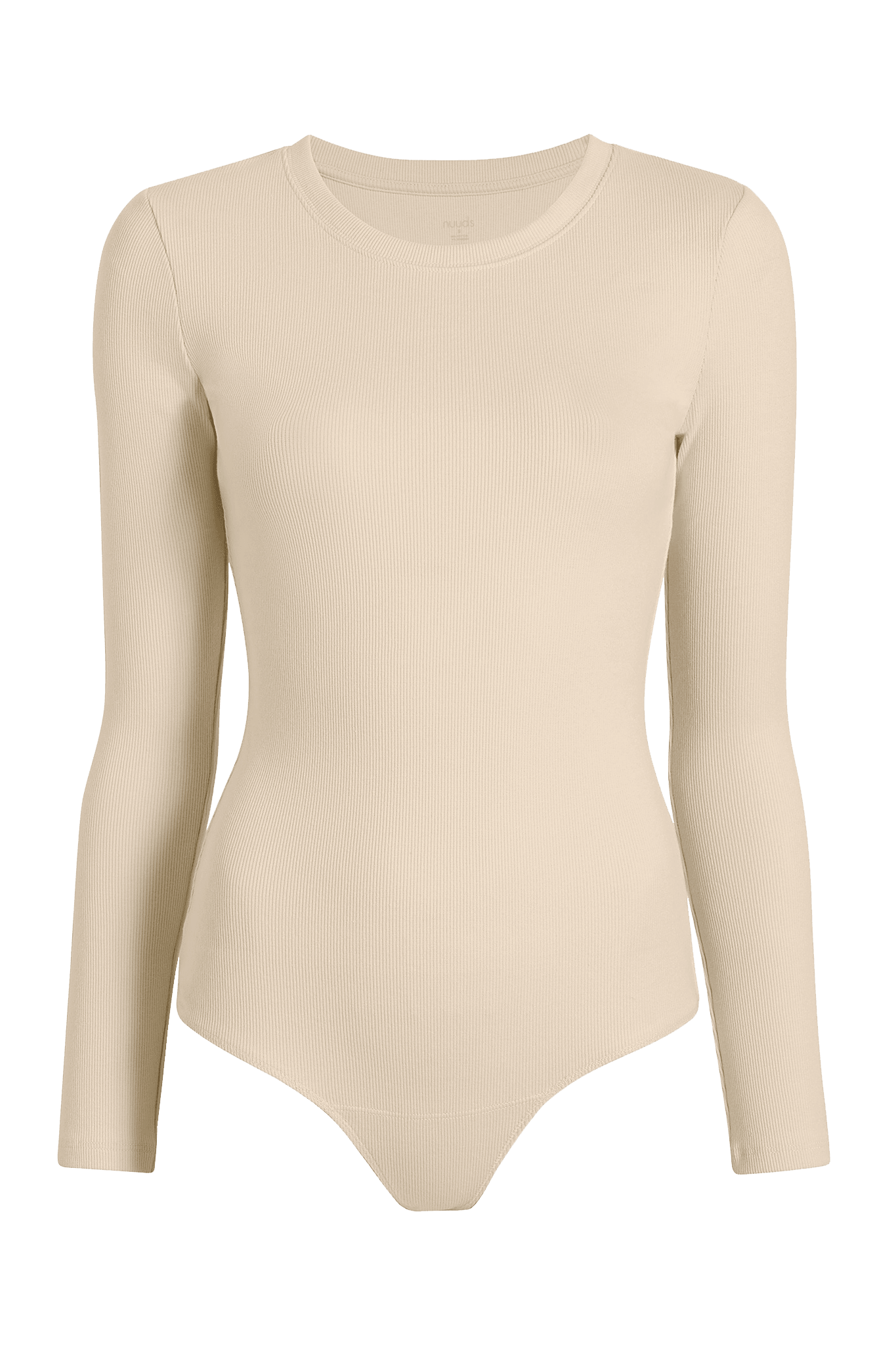 Women's Long Sleeve Ribbed Crewneck Bodysuit | Bone