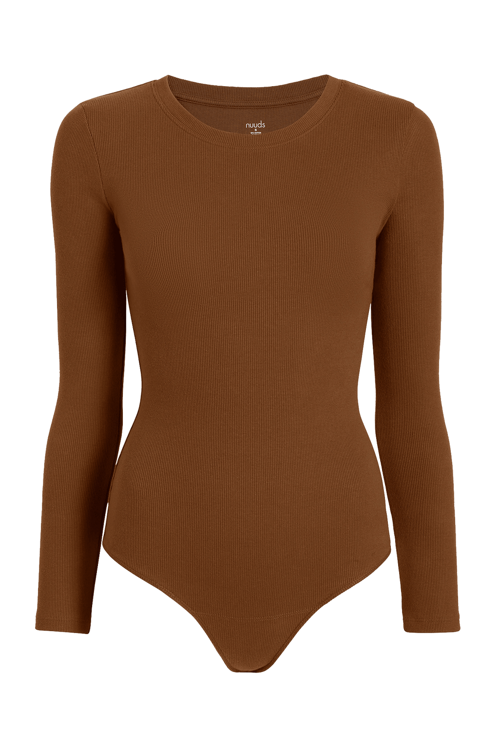 Women's Long Sleeve Ribbed Crewneck Bodysuit | Chocolate