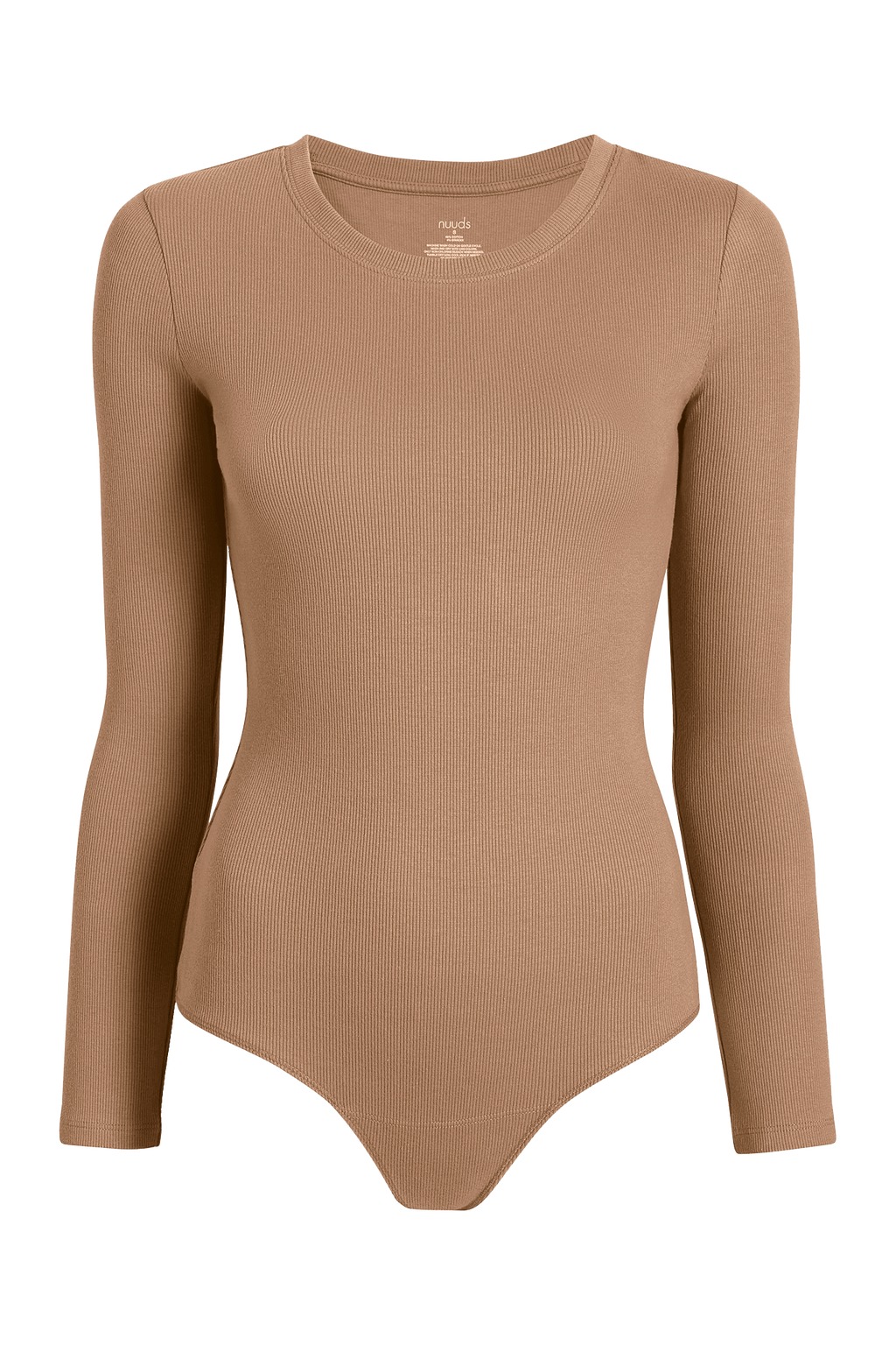 Women's Long Sleeve Ribbed Crewneck Bodysuit | Cinnamon