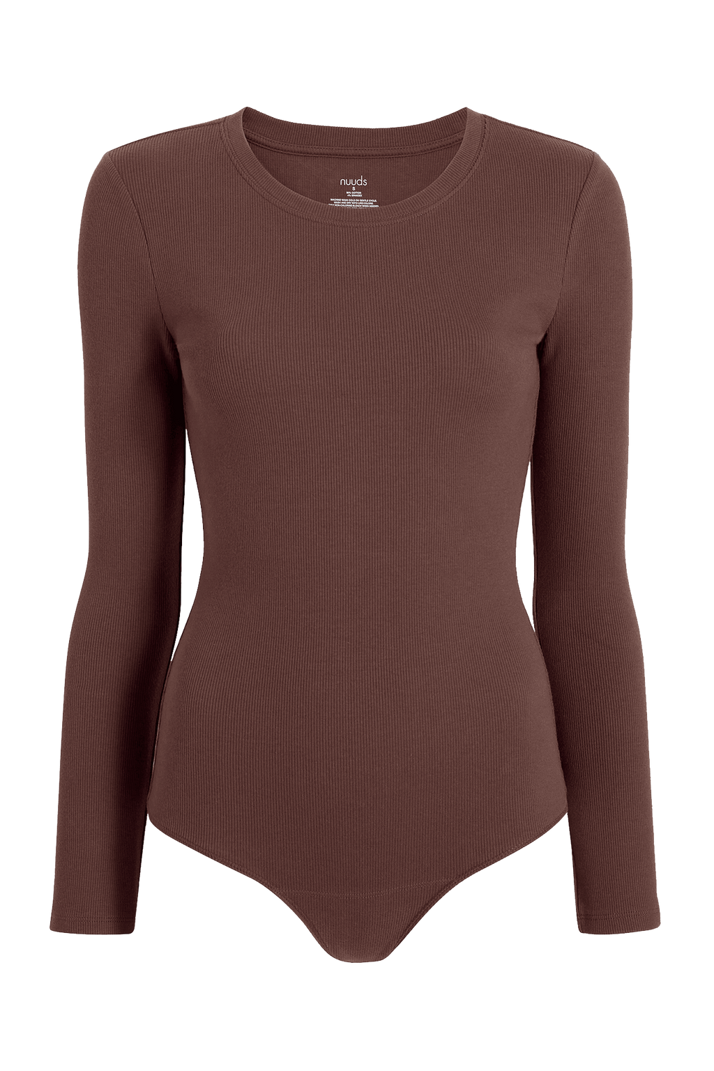 Women's Long Sleeve Ribbed Crewneck Bodysuit | Coffee