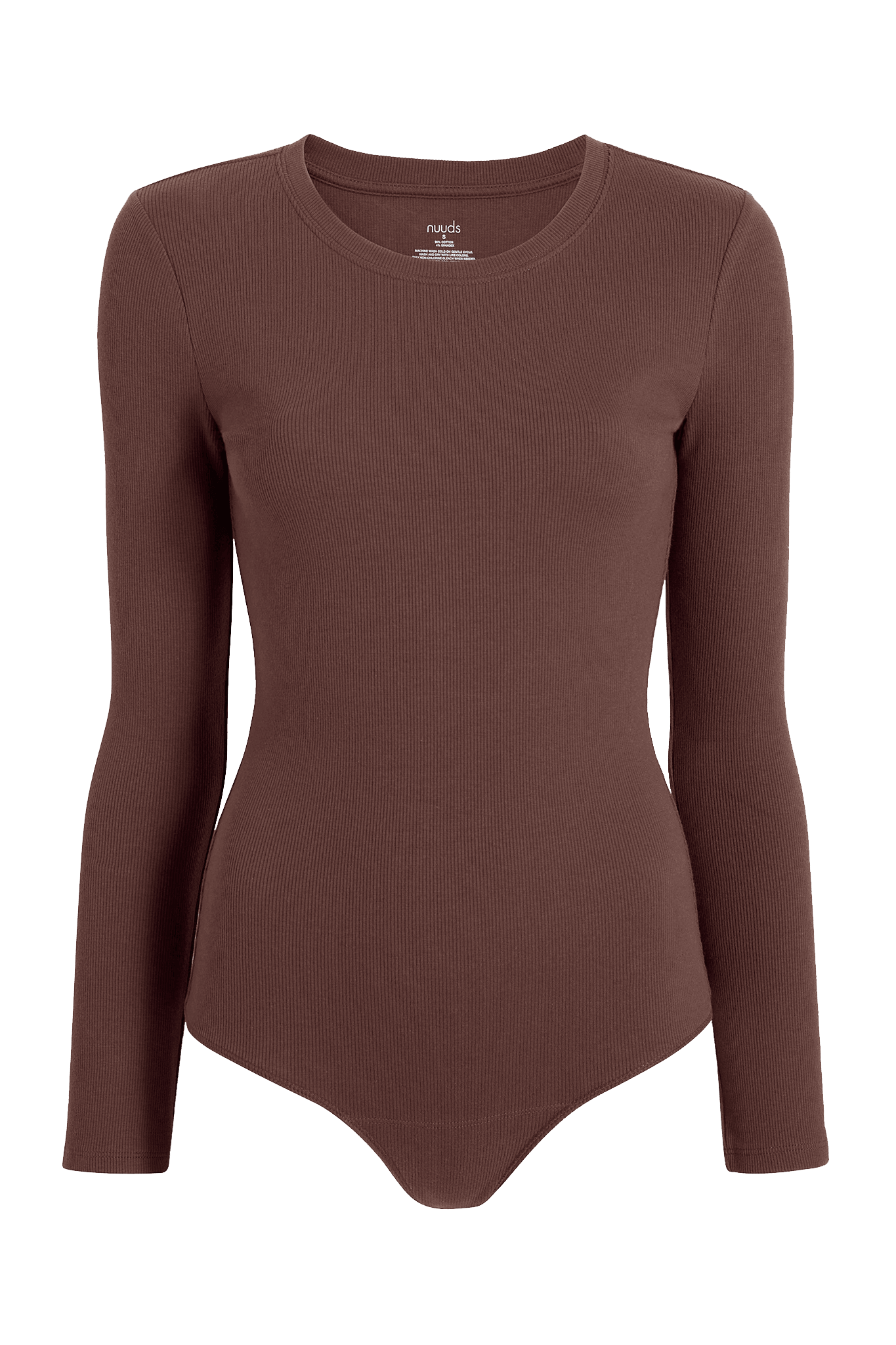 Women's Long Sleeve Ribbed Crewneck Bodysuit | Coffee