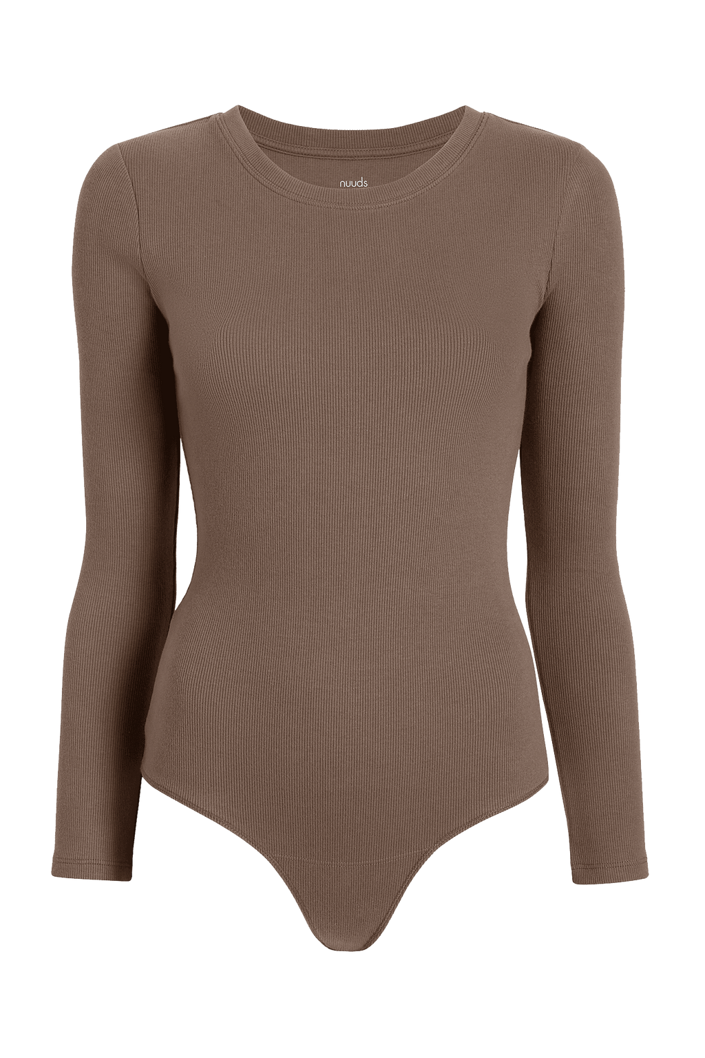 Women's Long Sleeve Ribbed Crewneck Bodysuit | Mocha