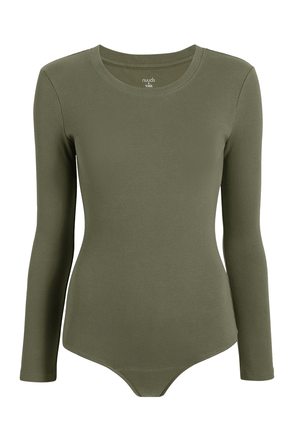 Women's Long Sleeve Ribbed Crewneck Bodysuit | Dark Olive