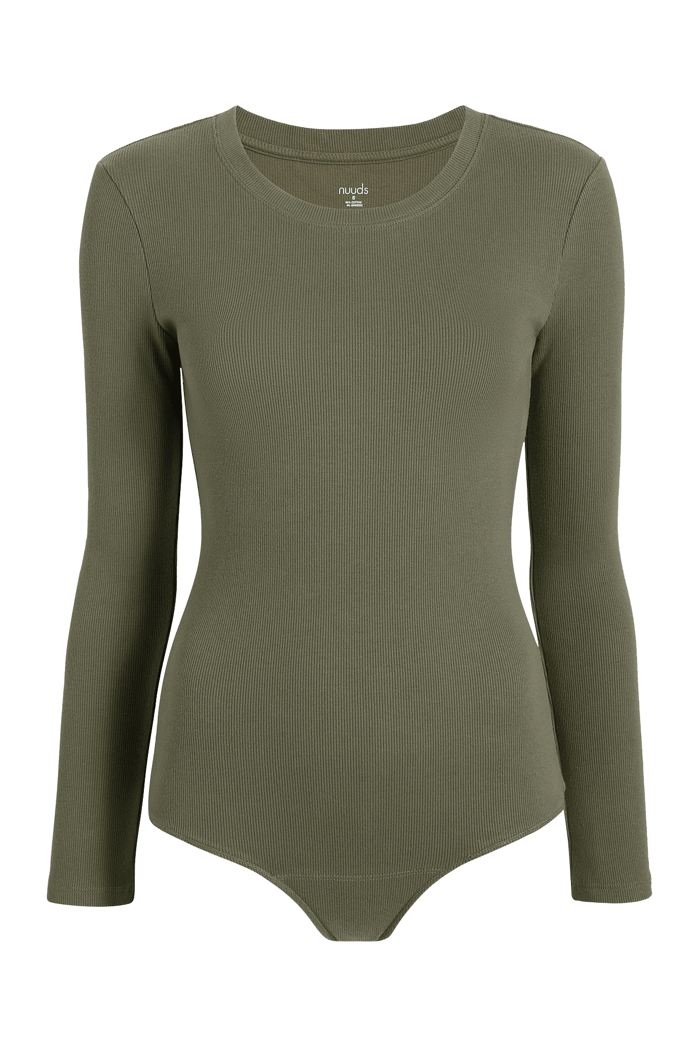 Women's Long Sleeve Ribbed Crewneck Bodysuit | Dark Olive