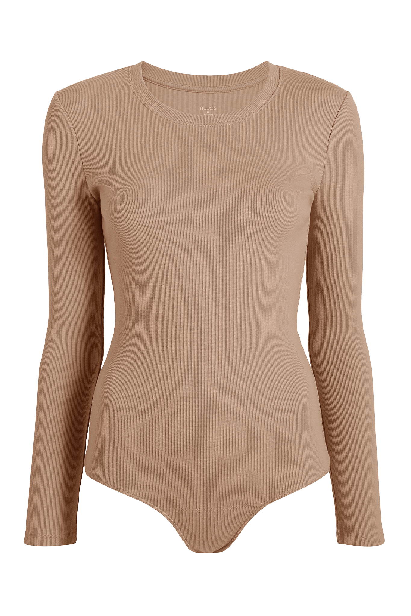 Women's Long Sleeve Ribbed Crewneck Bodysuit | Sand