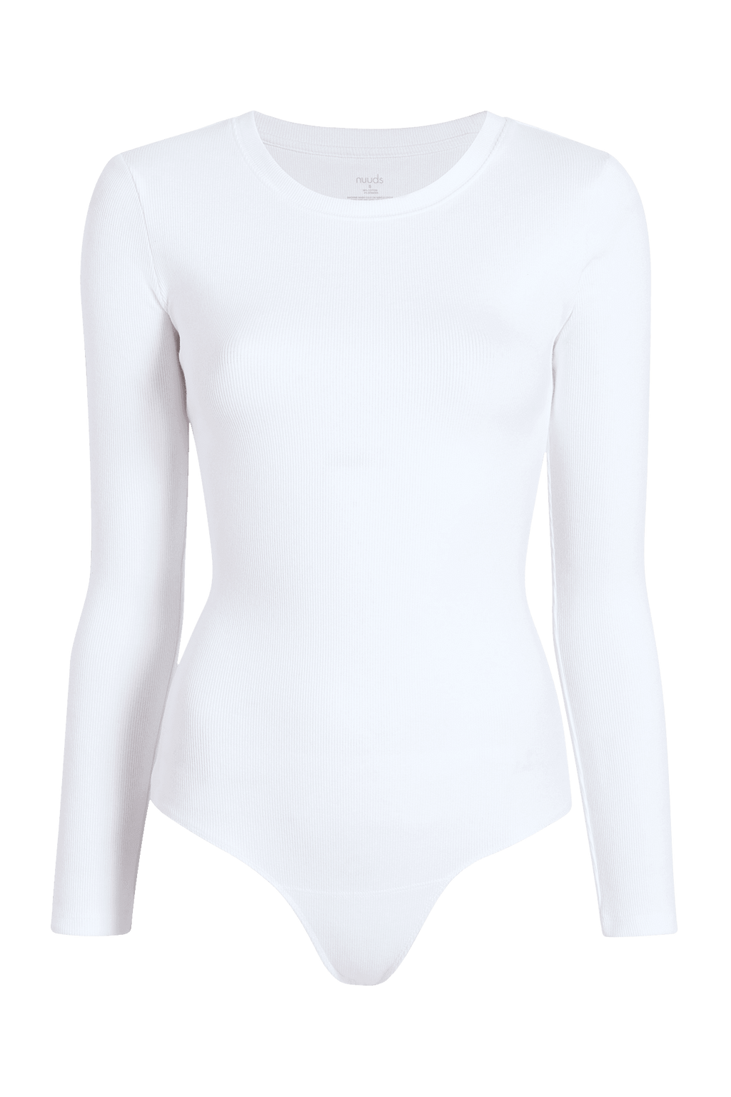Women's Long Sleeve Ribbed Crewneck Bodysuit | White
