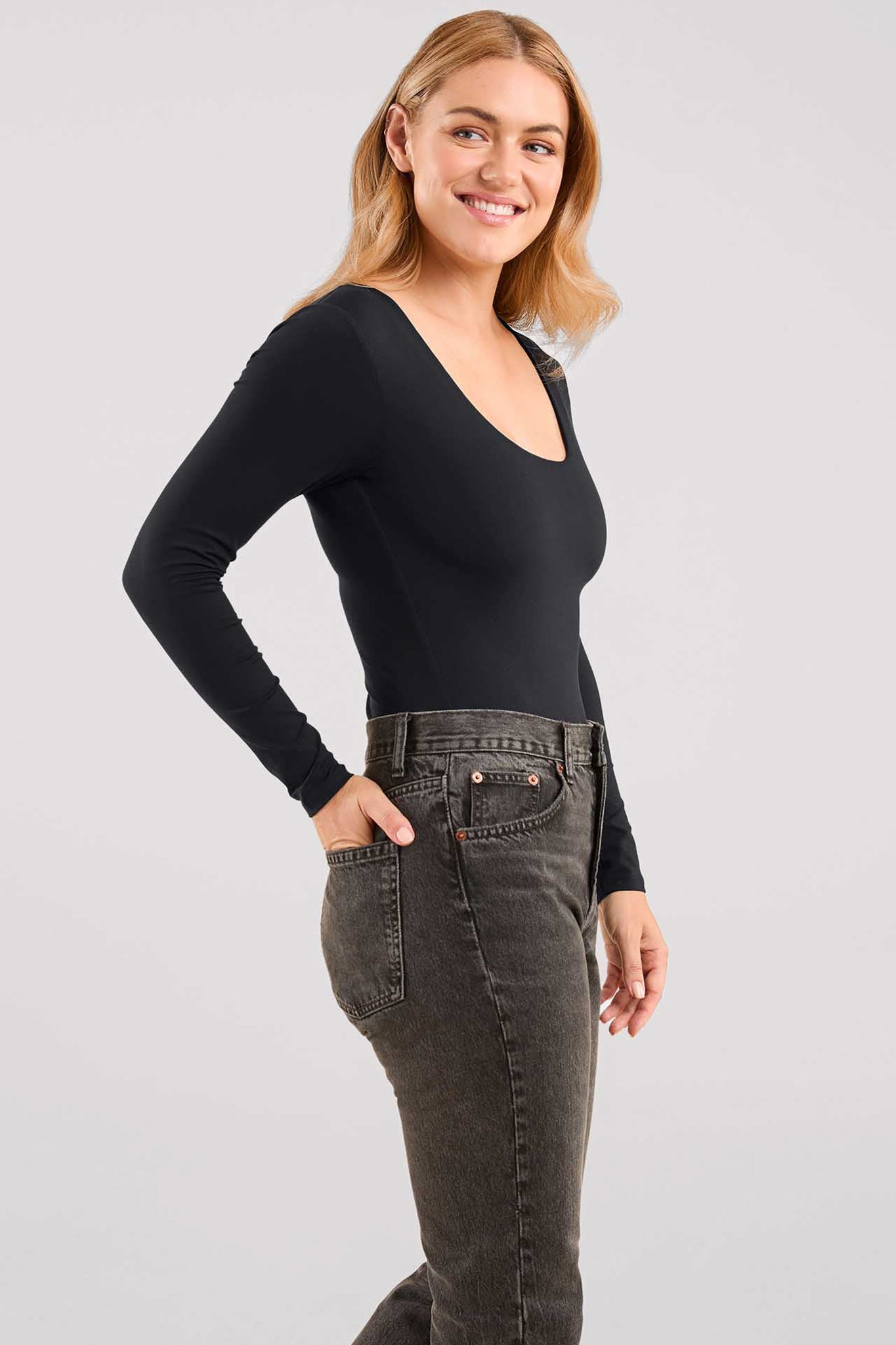 Long Sleeve Scoop Neck Bodysuit