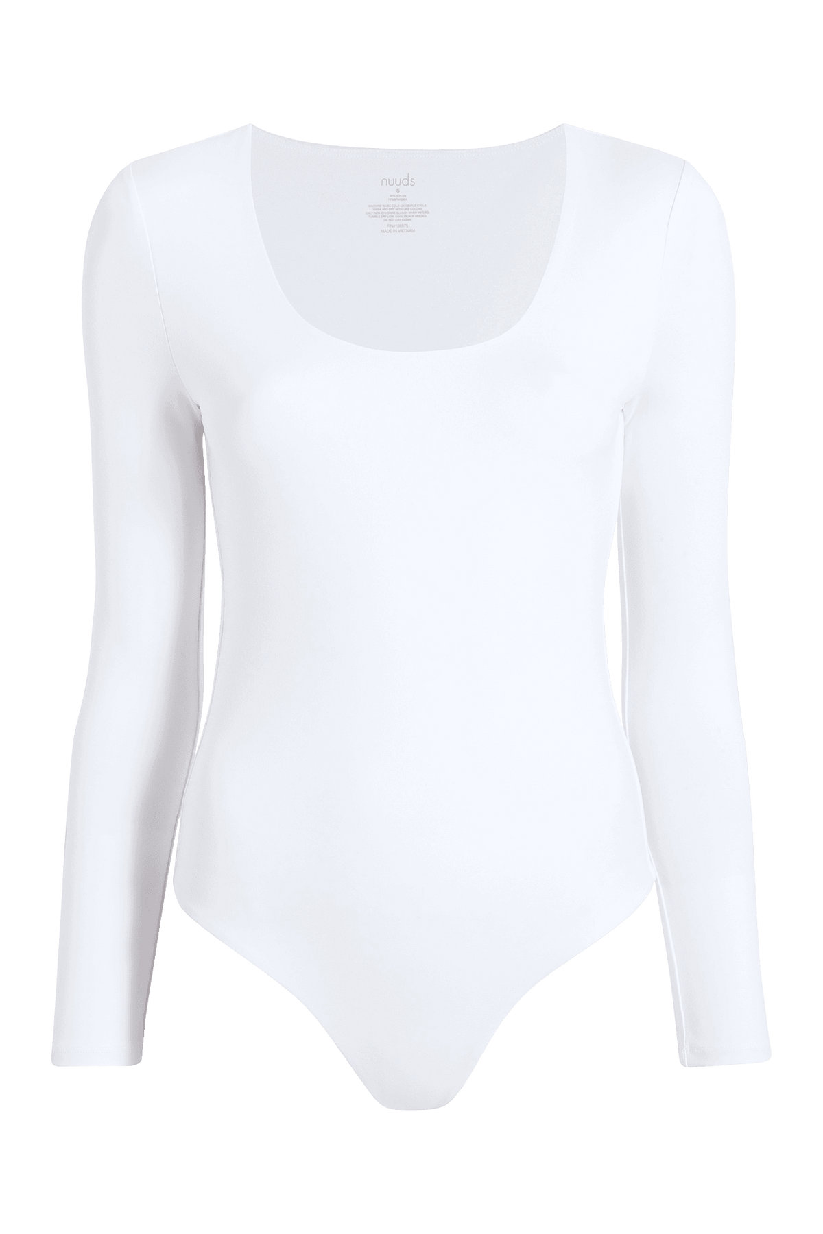 Color:White | Long Sleeve Scoop Neck Bodysuit