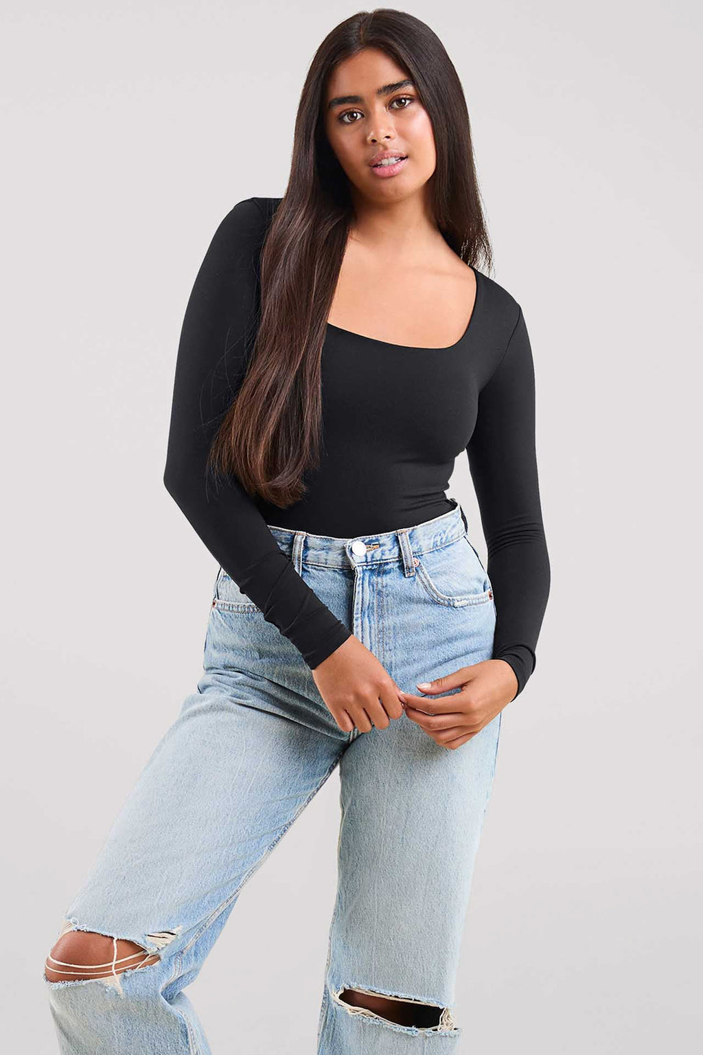 Long Sleeve Square Neck Bodysuit