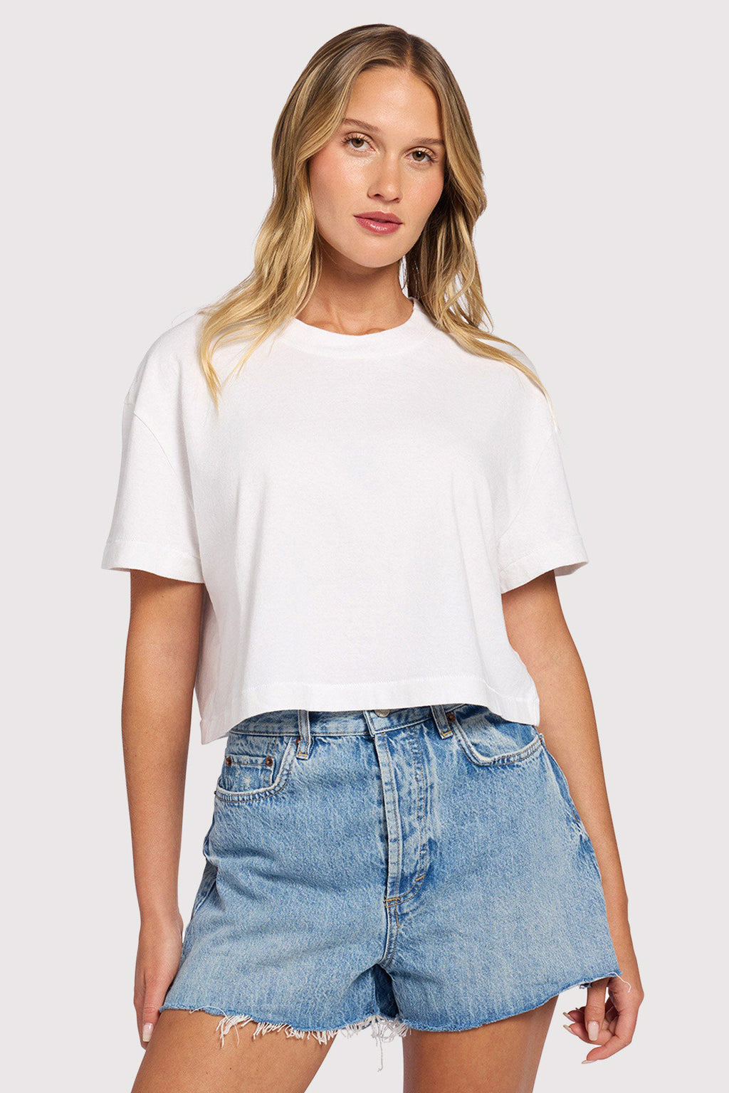 Vintage Cotton Cropped Tee White – nuuds - Main Image