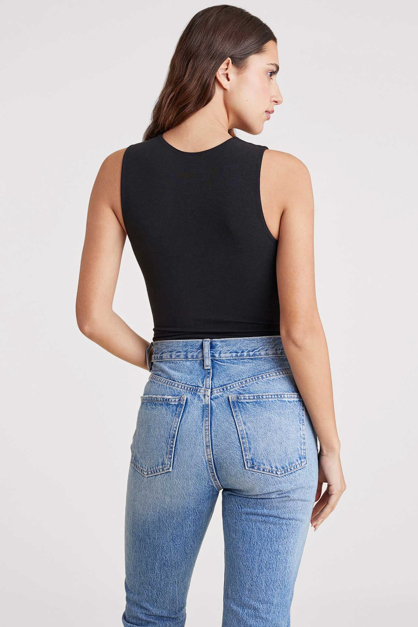 Cotton Stretch Classic Crewneck Tank Bodysuit