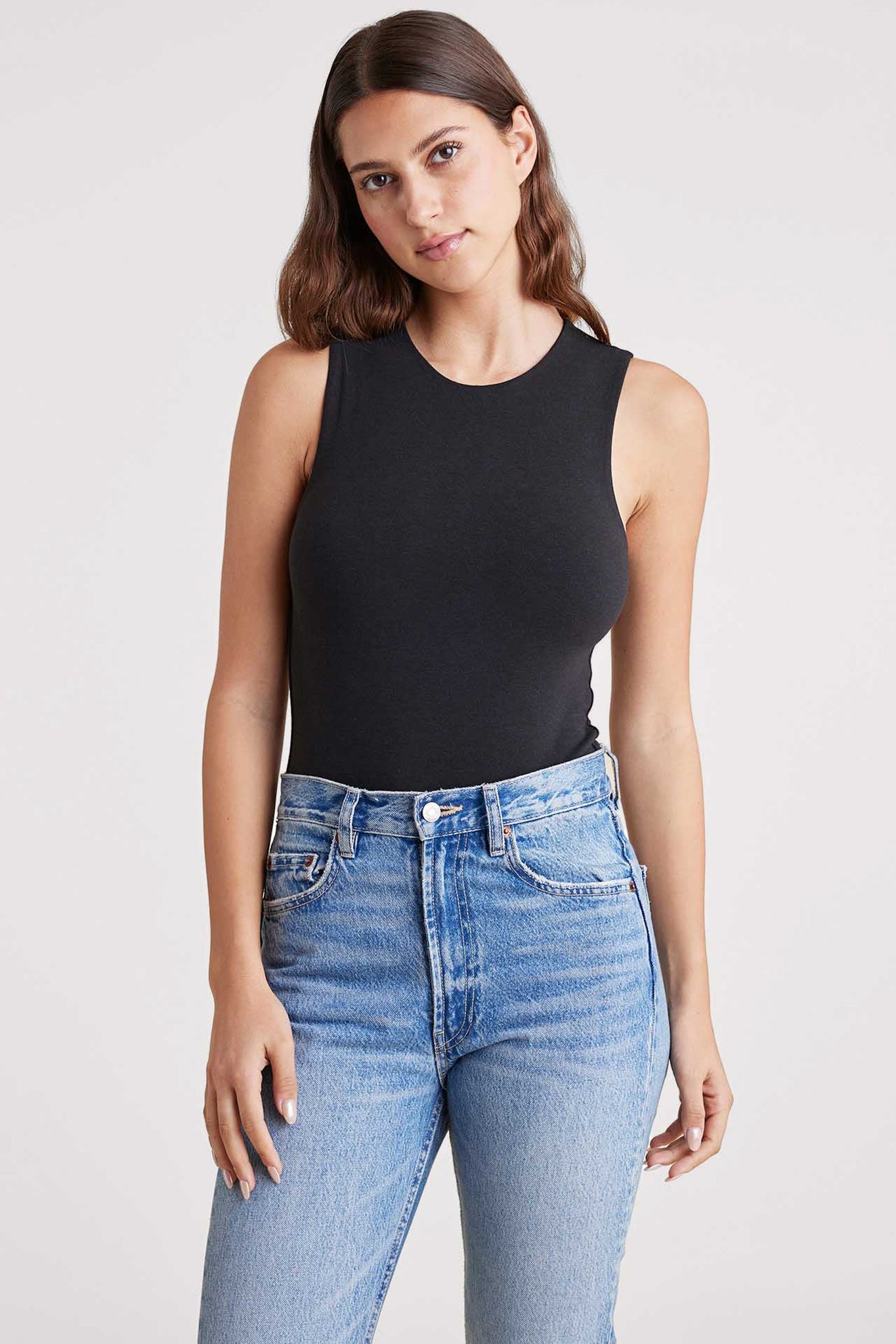 Cotton Stretch Classic Crewneck Tank Bodysuit