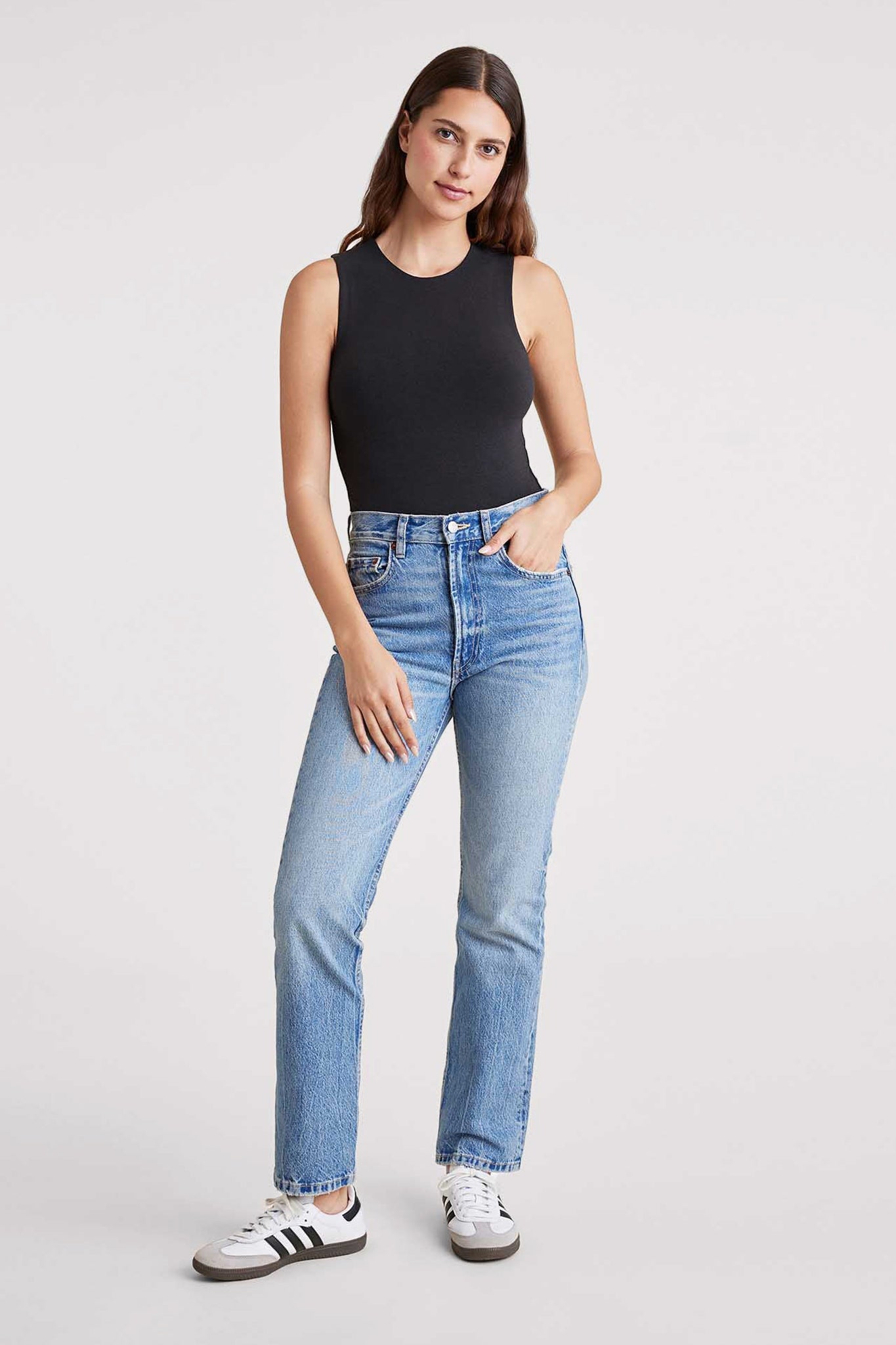 Cotton Stretch Classic Crewneck Tank Bodysuit