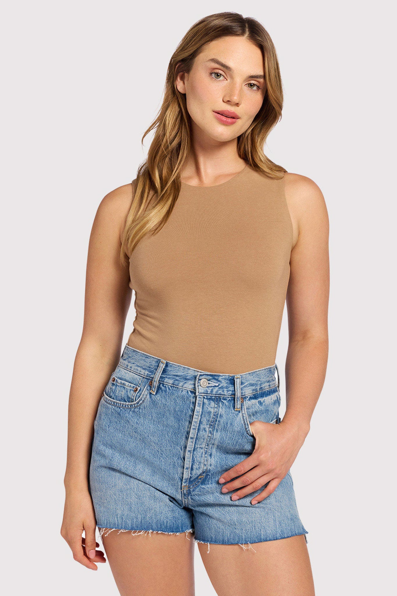 Cotton Stretch Classic Crewneck Tank Bodysuit