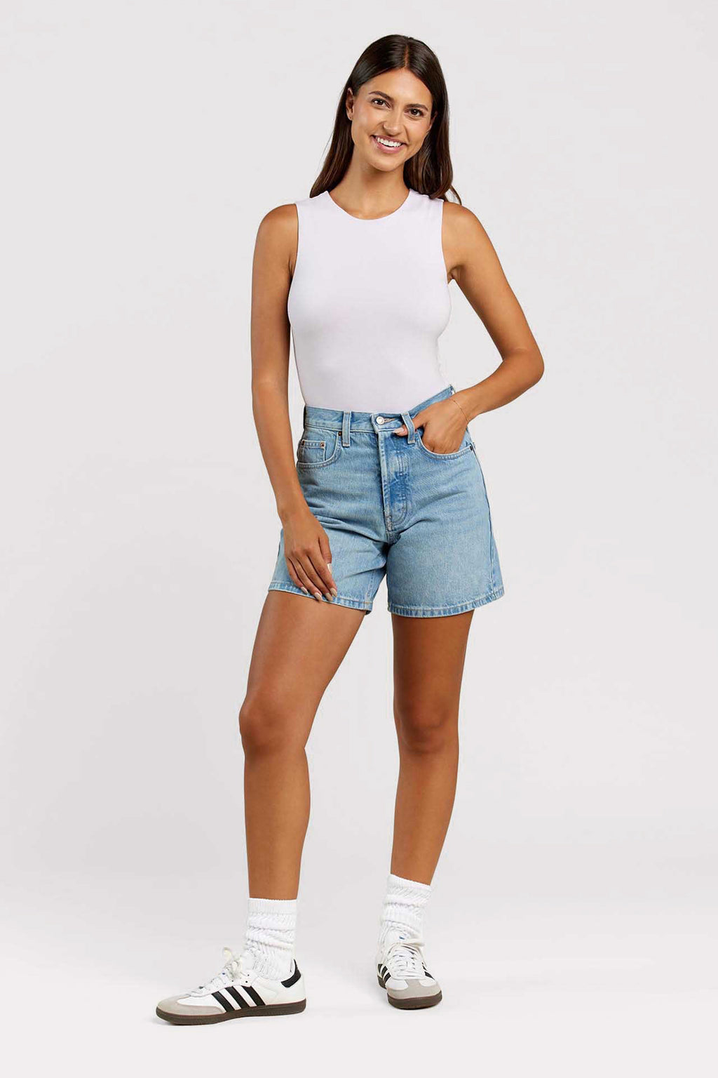Cotton Stretch Classic Crewneck Tank Bodysuit