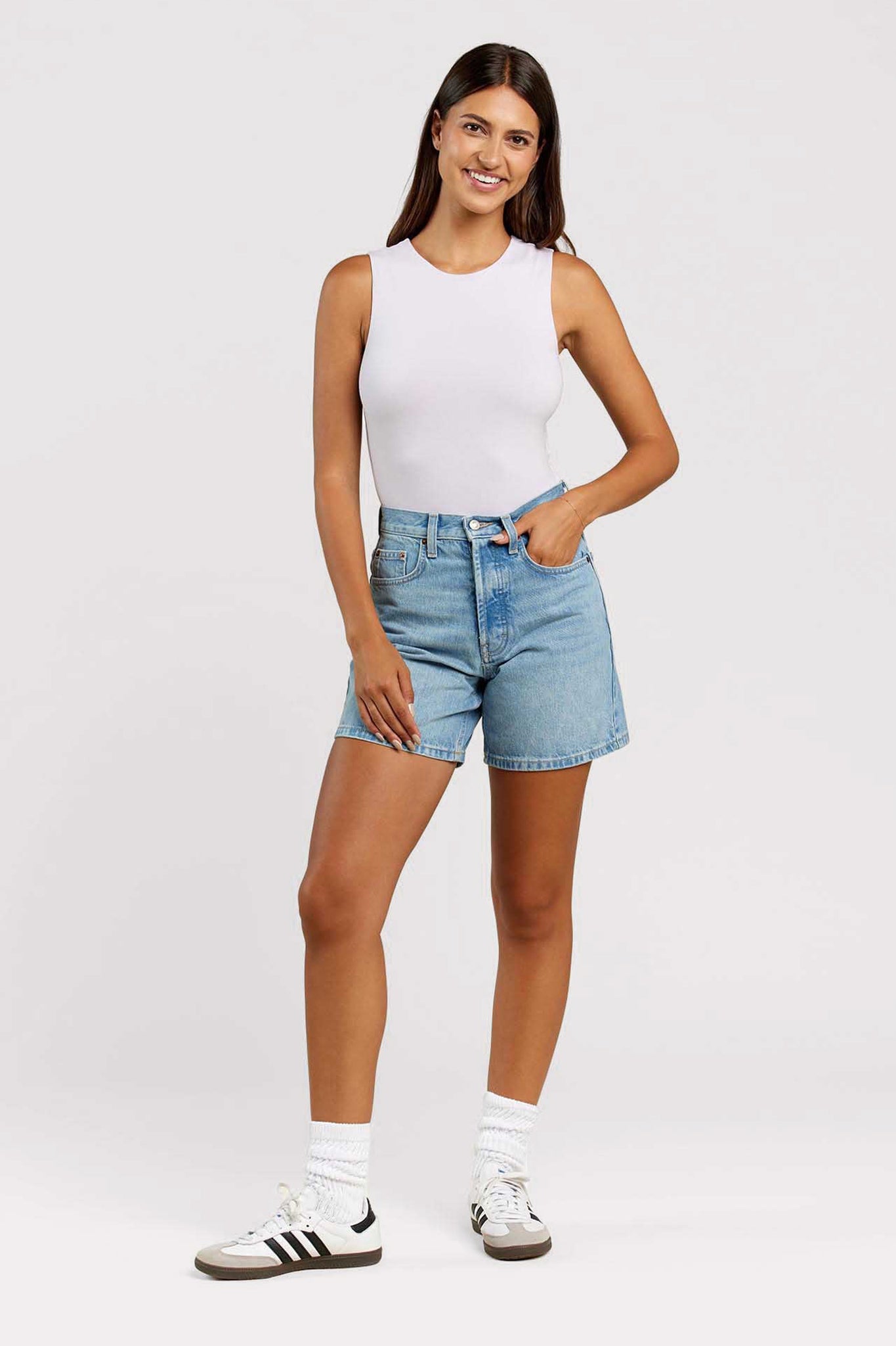 Cotton Stretch Classic Crewneck Tank Bodysuit