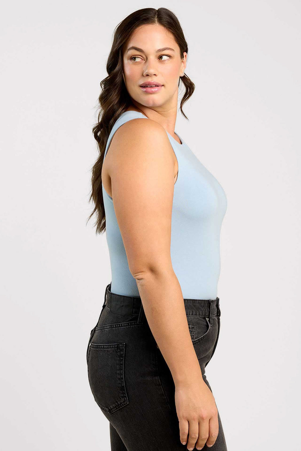 Cotton Stretch Classic Crewneck Tank Bodysuit