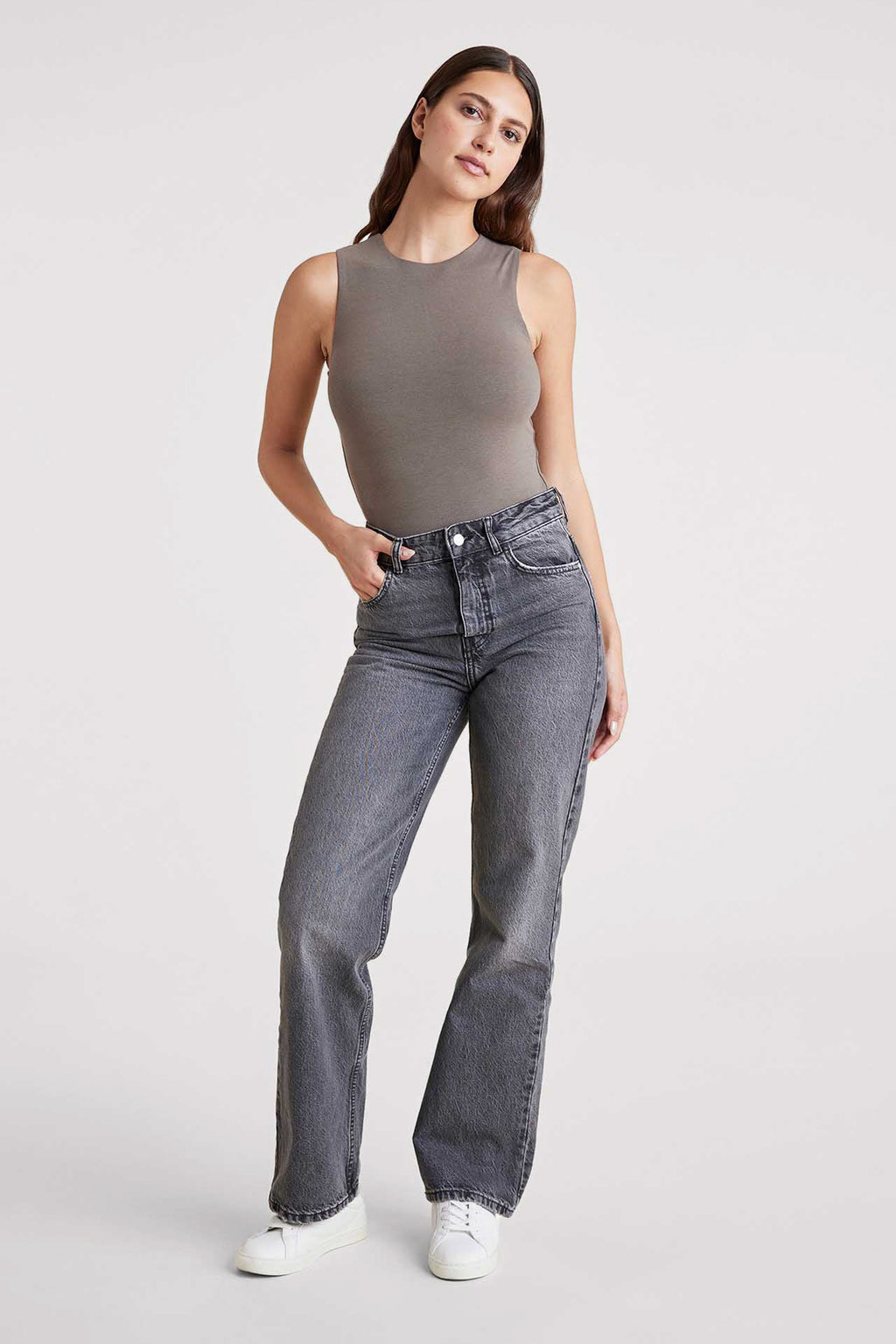 Cotton Stretch Classic Crewneck Tank Bodysuit