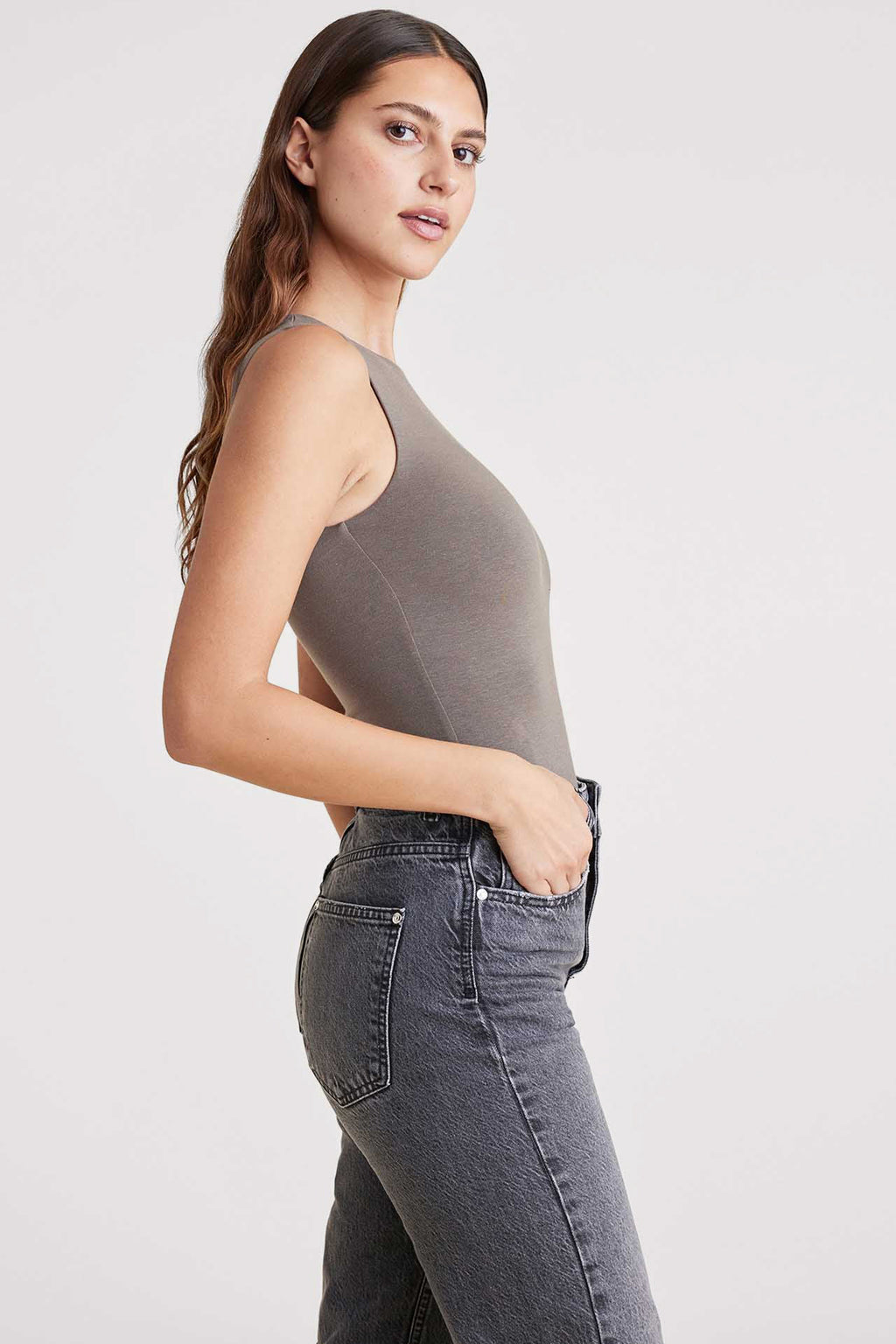 Cotton Stretch Classic Crewneck Tank Bodysuit