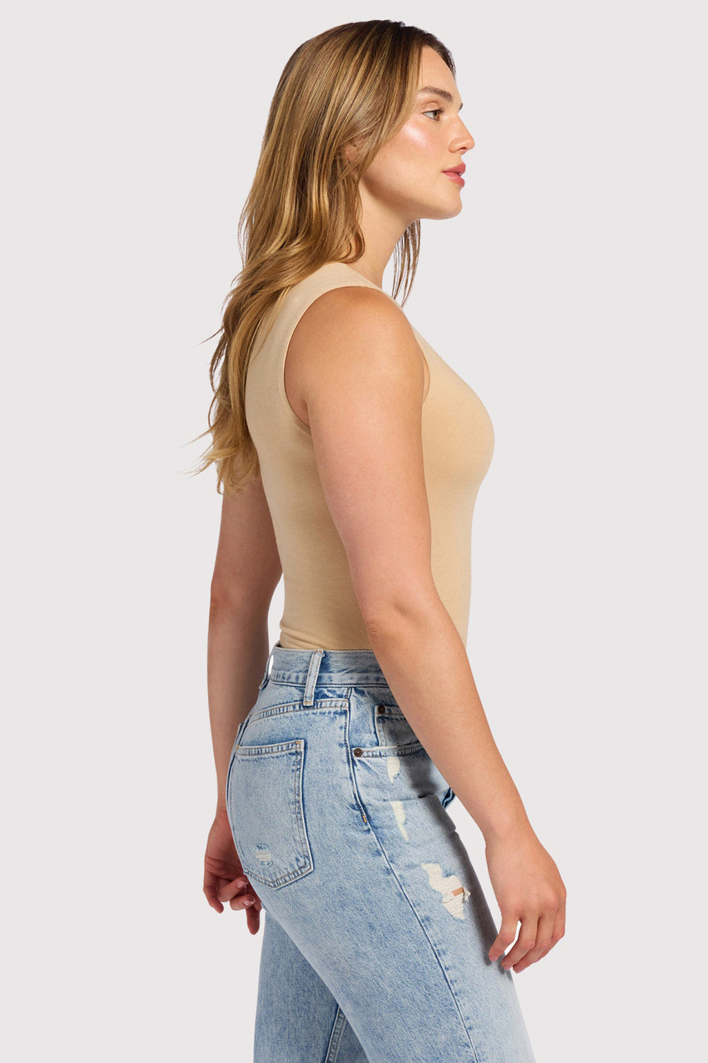 Cotton Stretch Classic Crewneck Tank Bodysuit