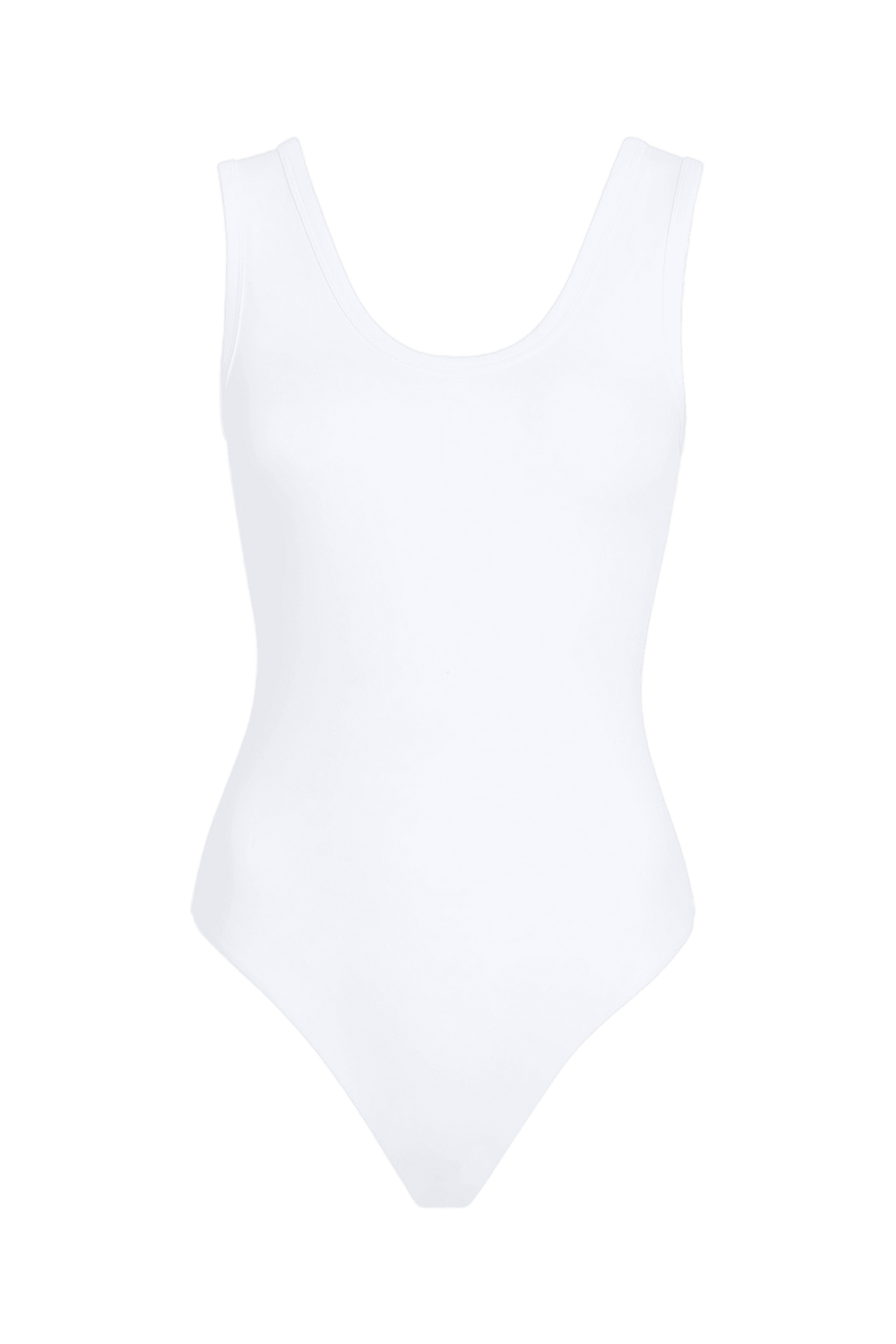 Color:White | Seamless Scoop Tank Bodysuit