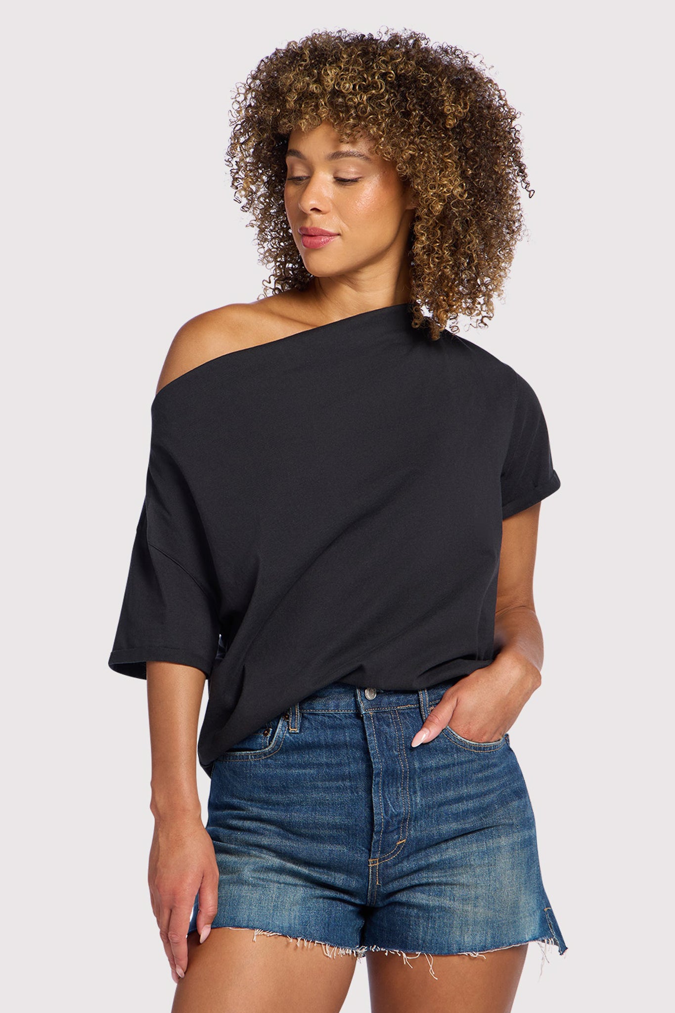 Vintage Cotton Off The Shoulder T-Shirt