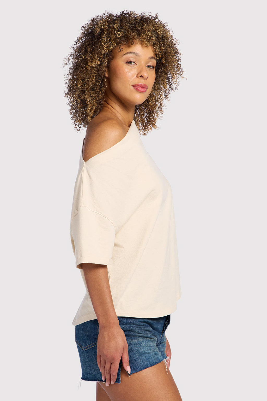 Vintage Cotton Off The Shoulder T-Shirt
