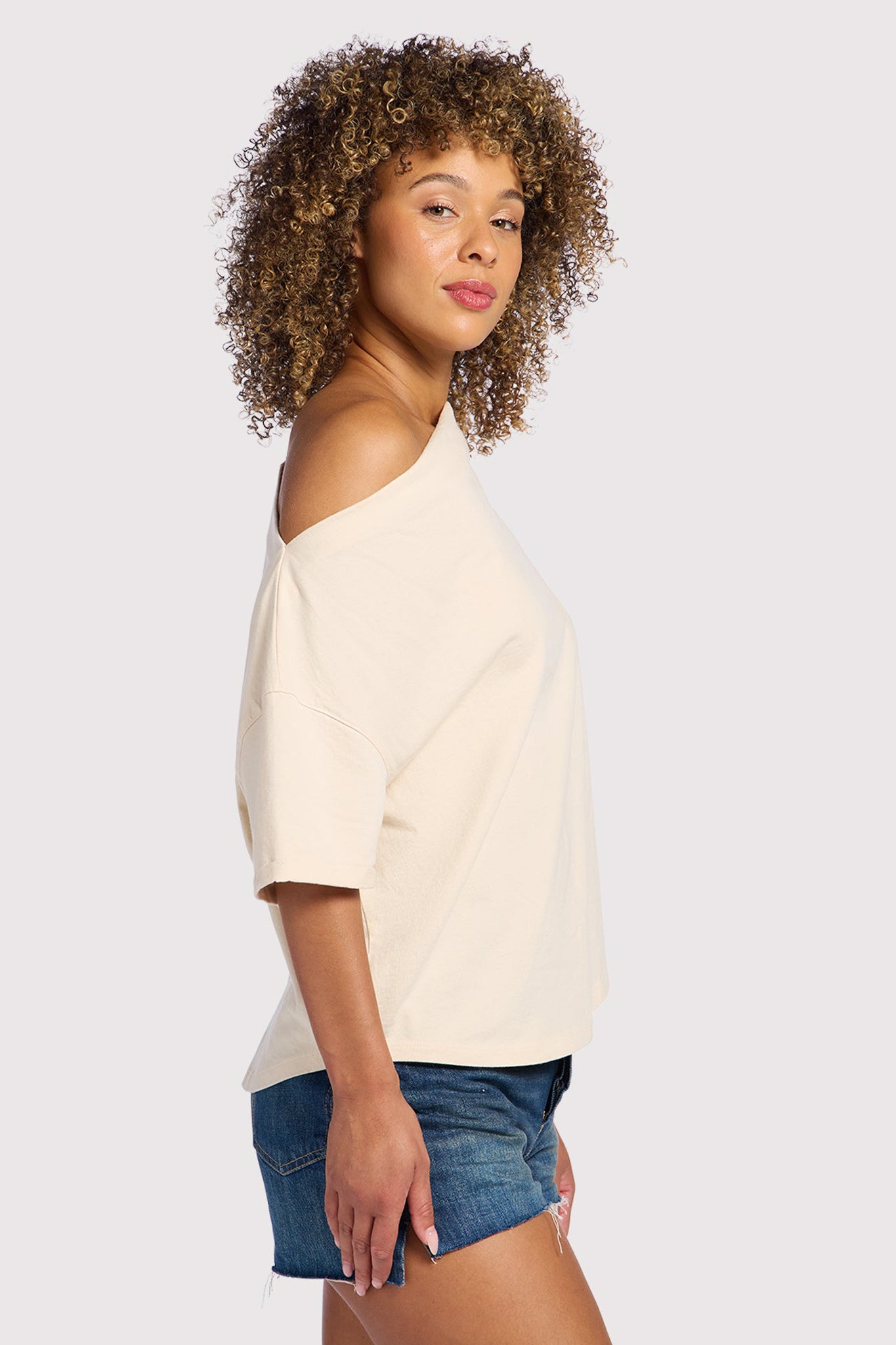 Vintage Cotton Off The Shoulder T-Shirt