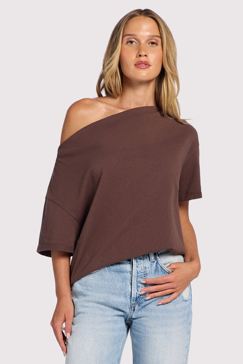 dress shirt off the shoulder Vintage Cotton Off The Shoulder T-Shirt | Women’s Off Shoulder Top – Vintage Cotton Boat Neck Tee | nuuds