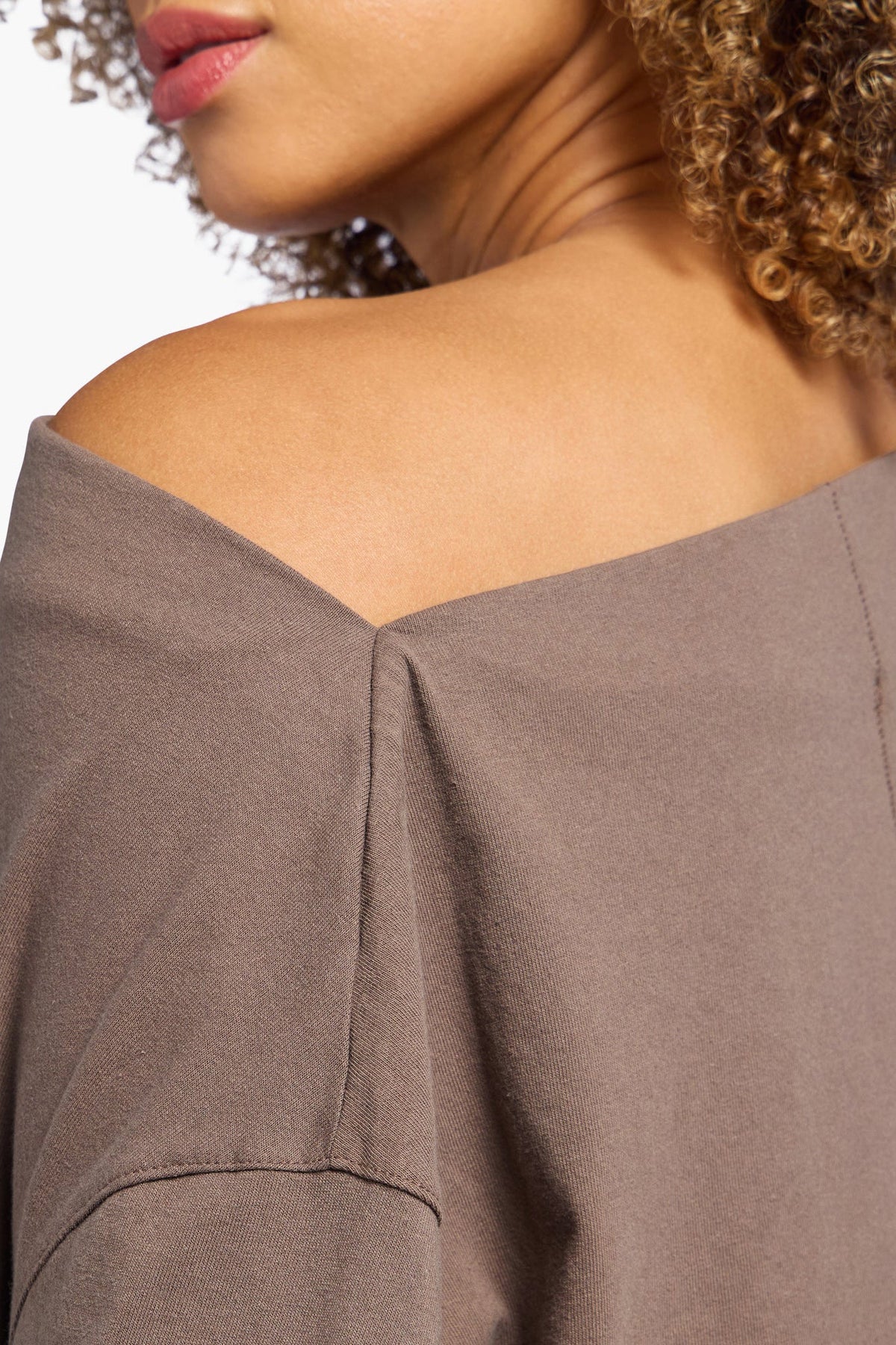 Color:Mocha | nuuds off the shoulder t-shirt – off shoulder top boat neck top womens cotton t-shirts tops for women
