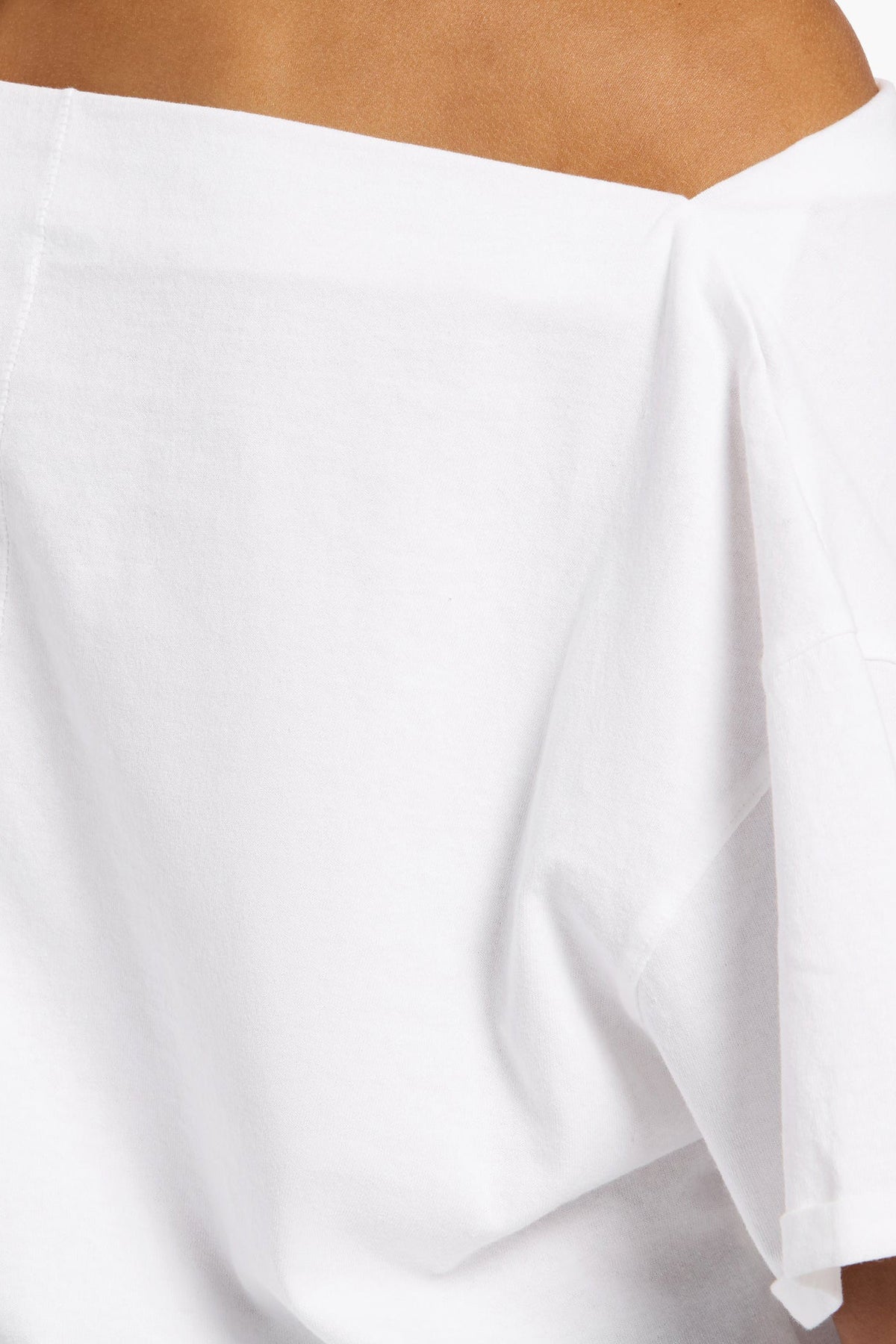 Color:White | nuuds off the shoulder t-shirt – off shoulder top boat neck top womens cotton t-shirts tops for women